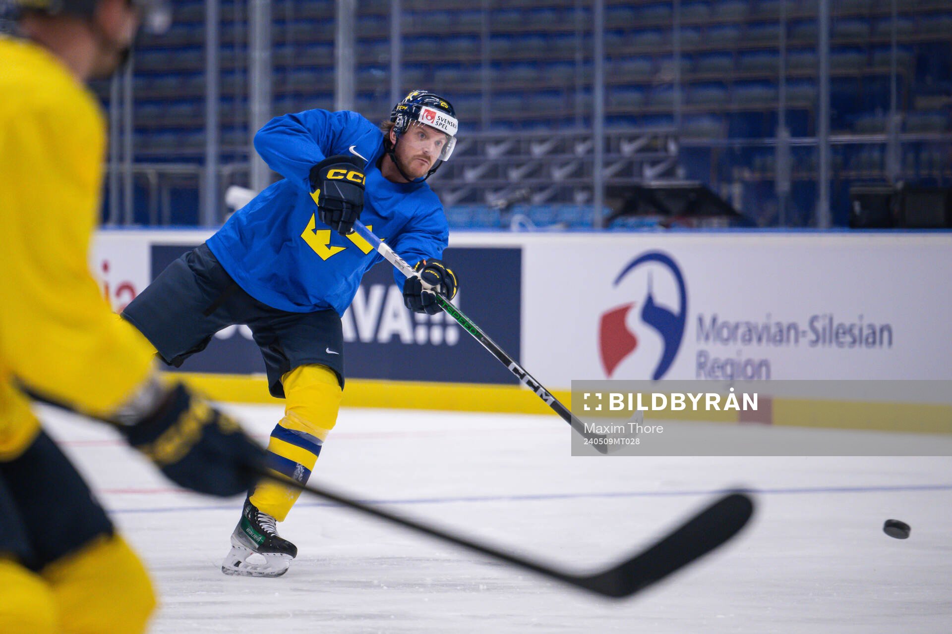 Jonas Brodin of Sweden at a practice session