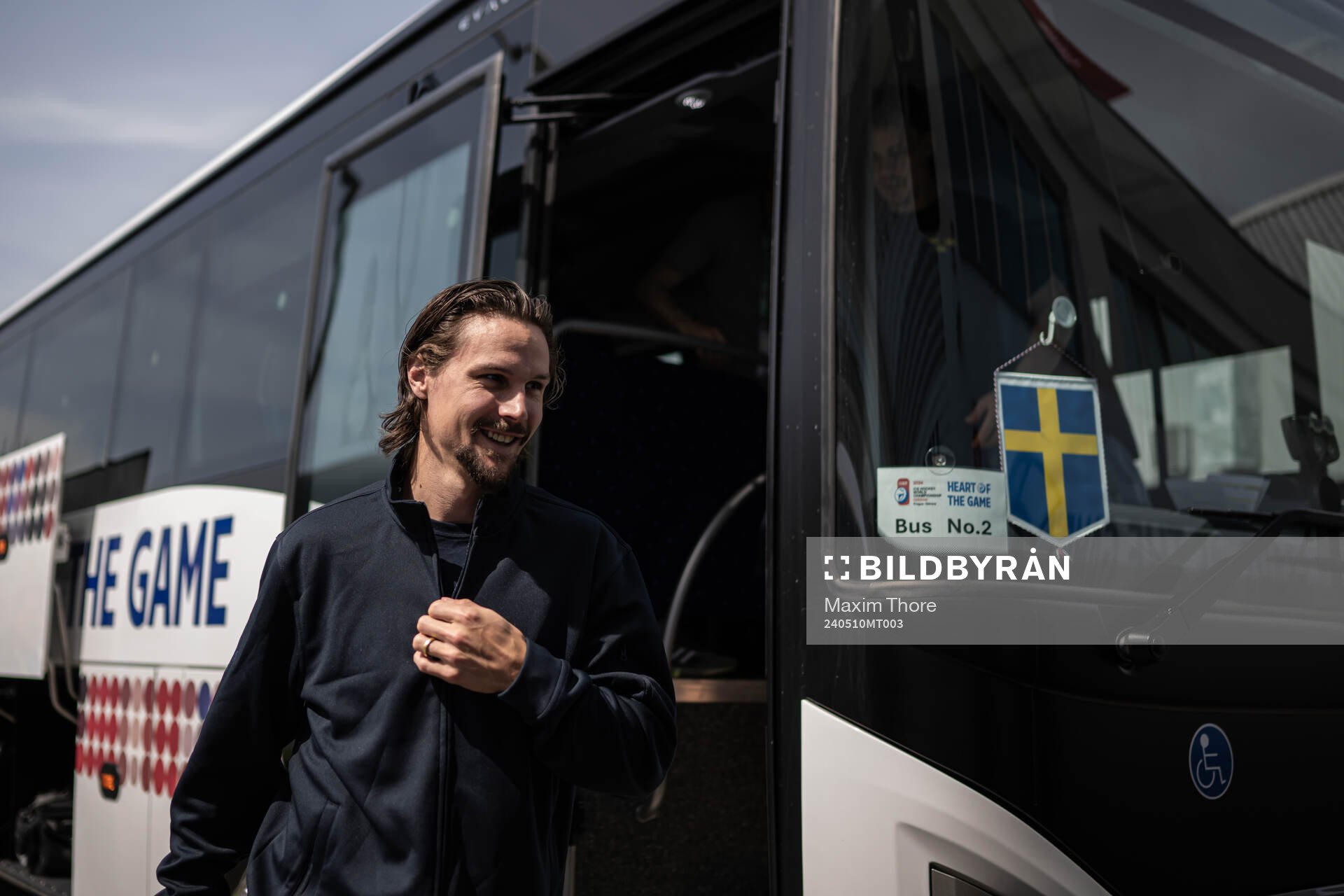 Erik Karlsson of Sweden arrives at a practice session