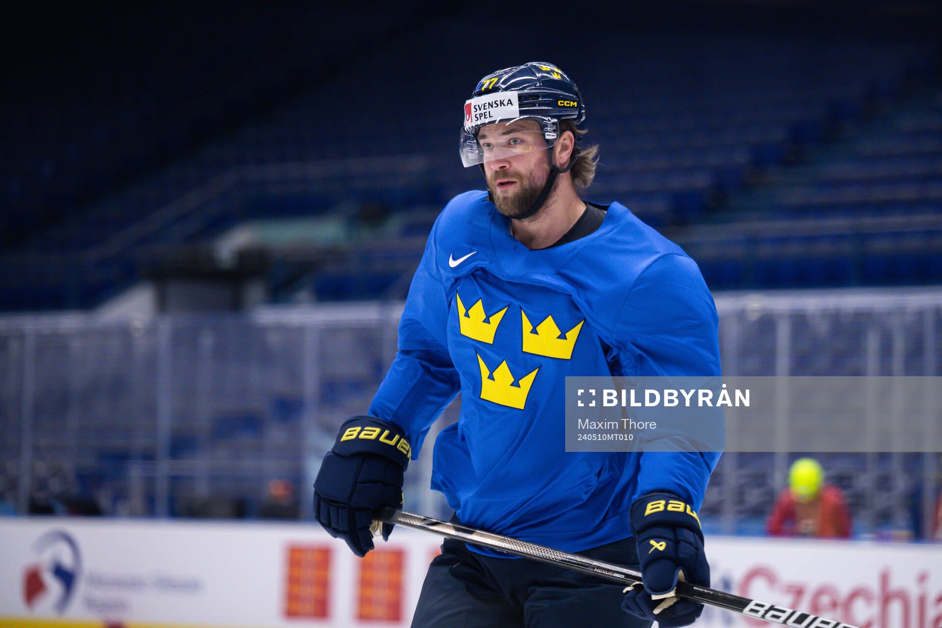 Victor Hedman of Sweden at a practice session