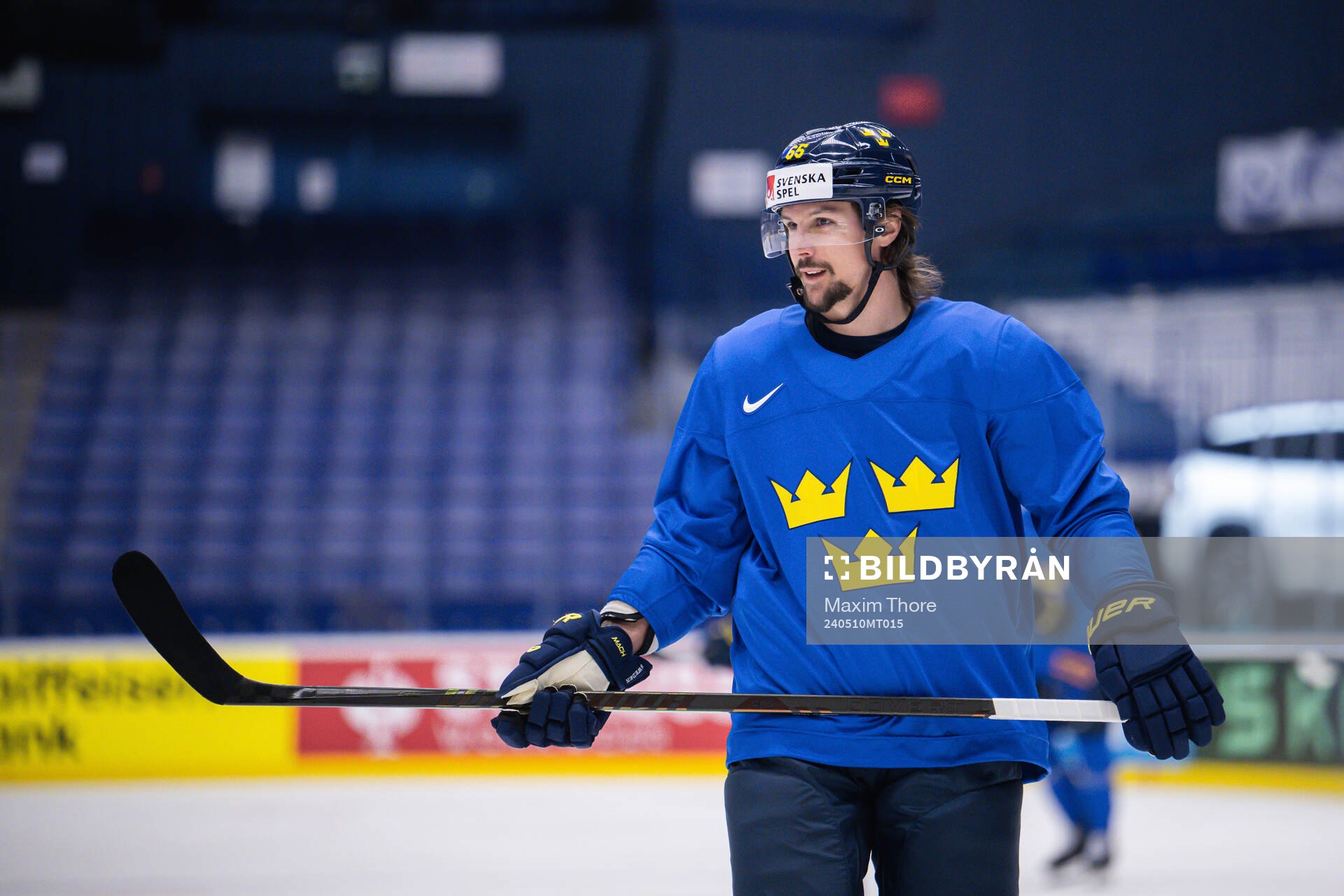 Erik Karlsson of Sweden at a practice session