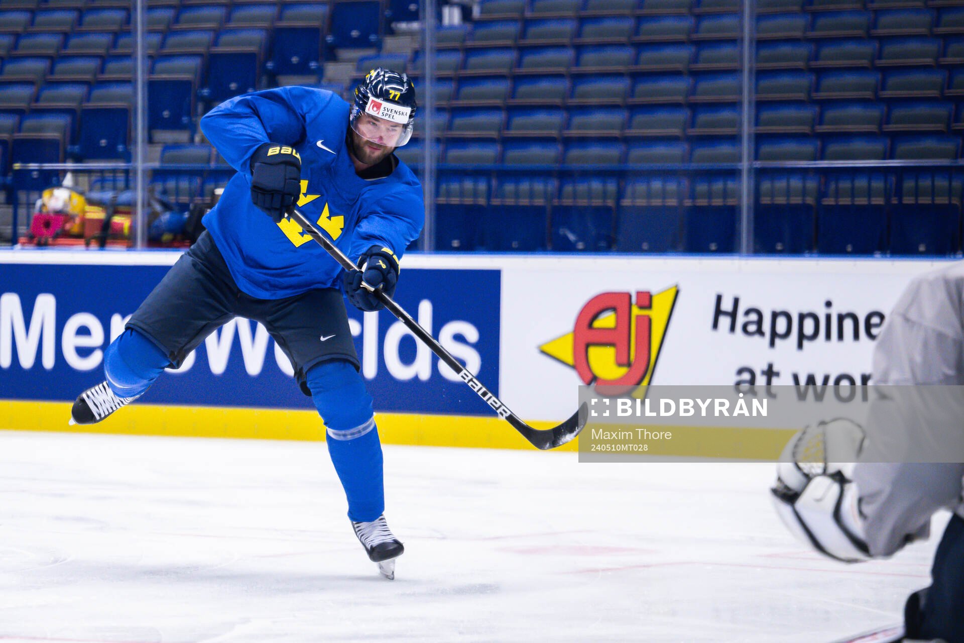 Victor Hedman of Sweden at a practice session