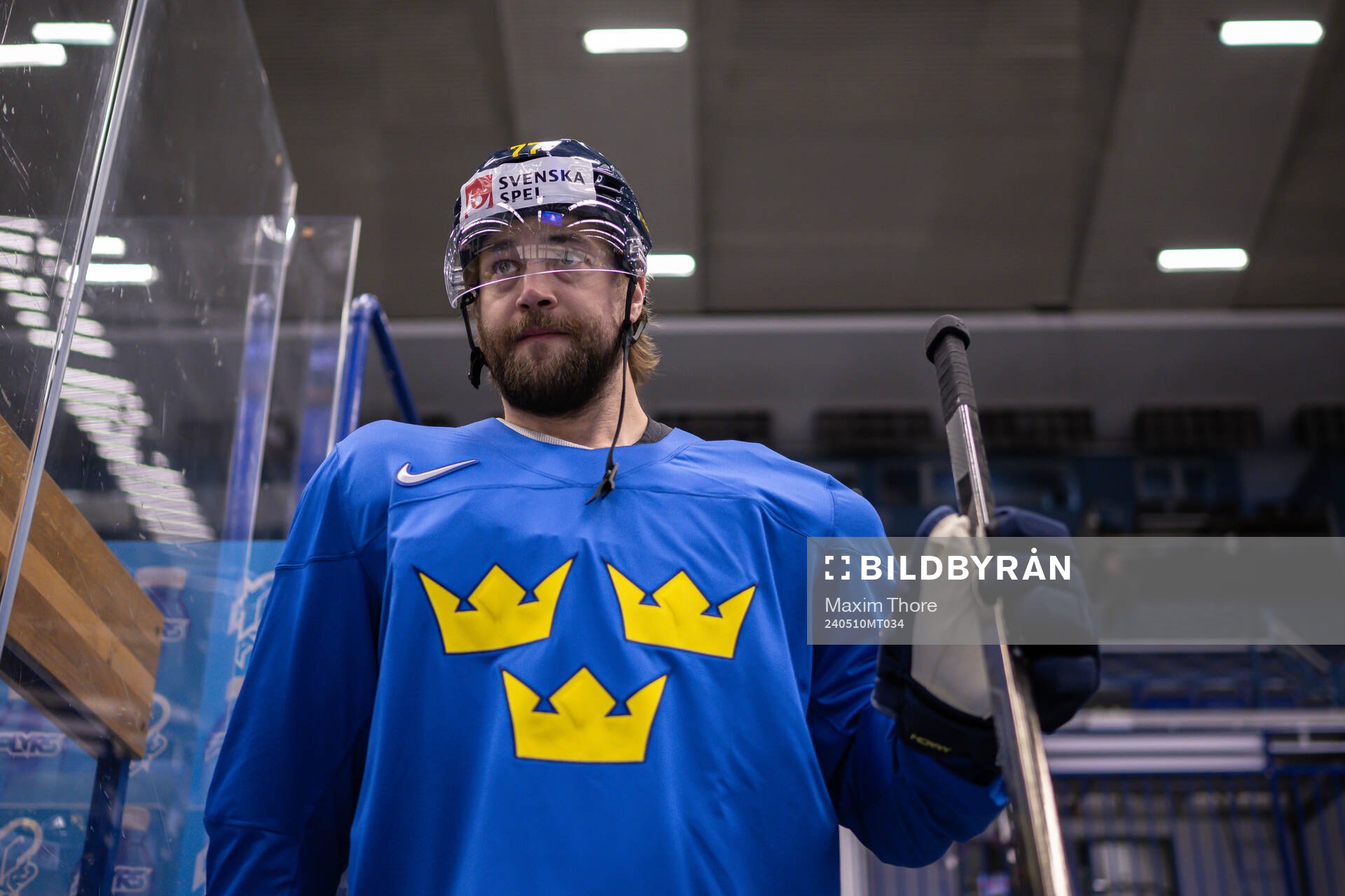 Victor Hedman of Sweden at a practice session