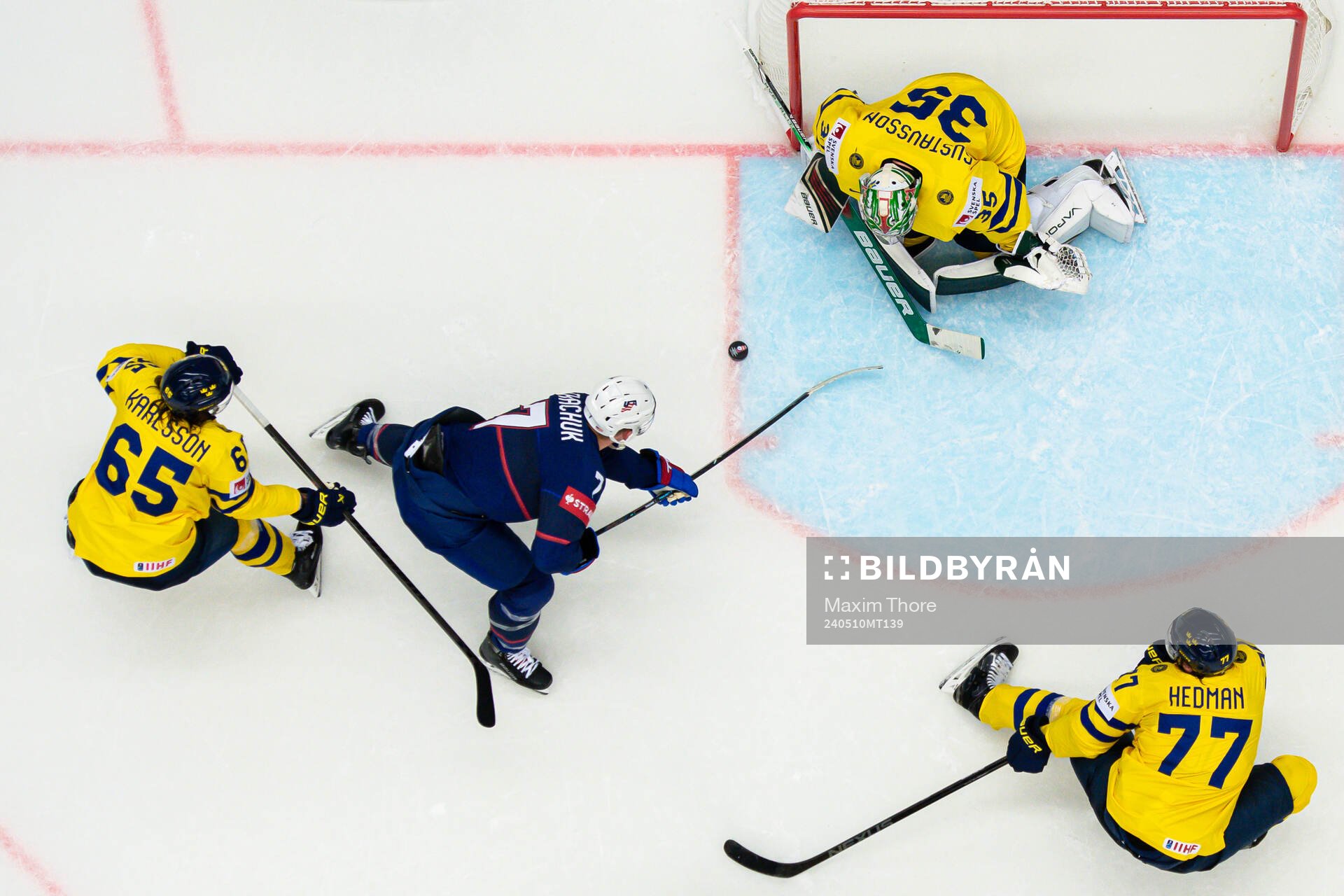 Erik Karlsson, goaltender Filip Gustavsson and Victor