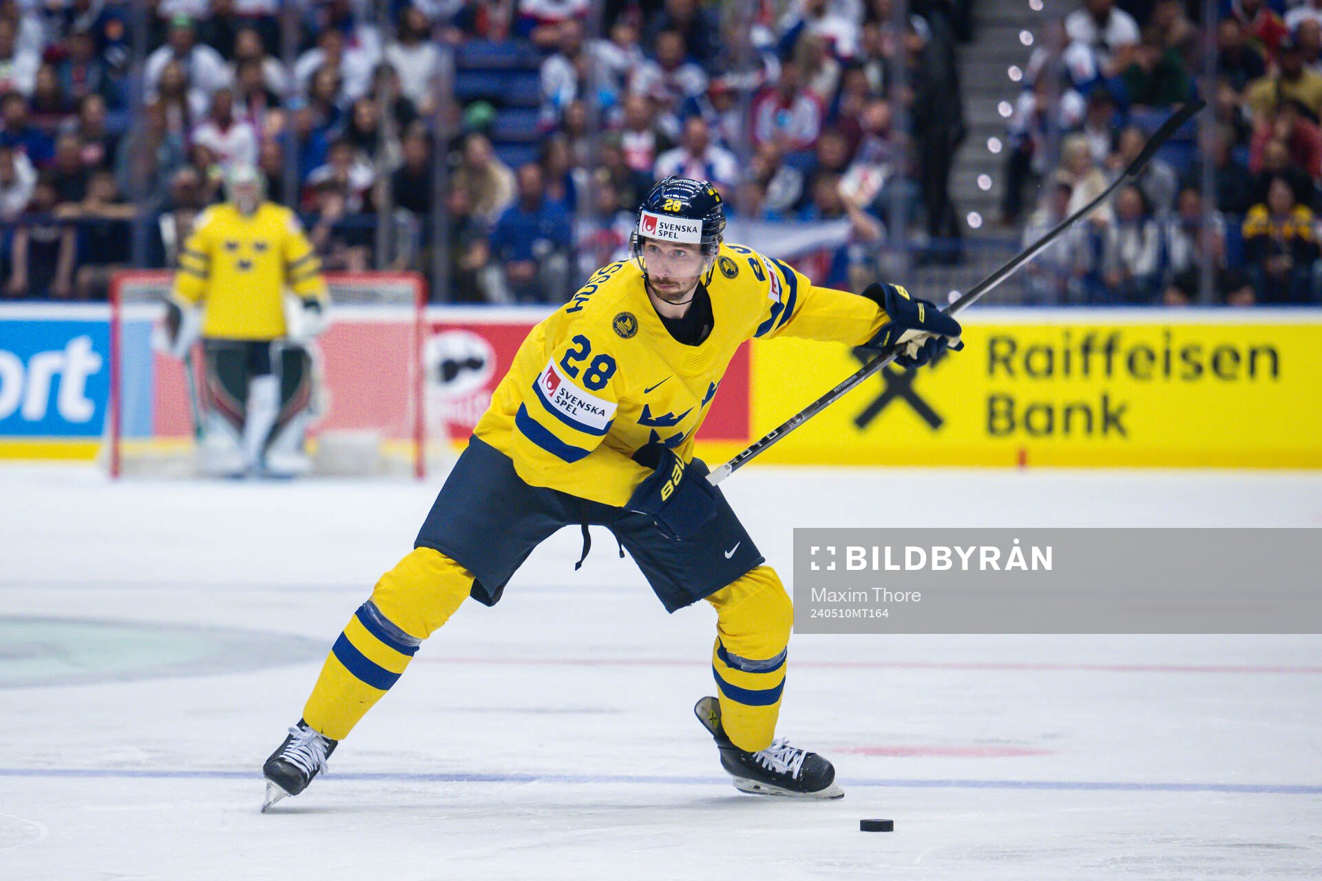 Marcus Pettersson of Sweden uring the 2024 IIHF Ice Hockey