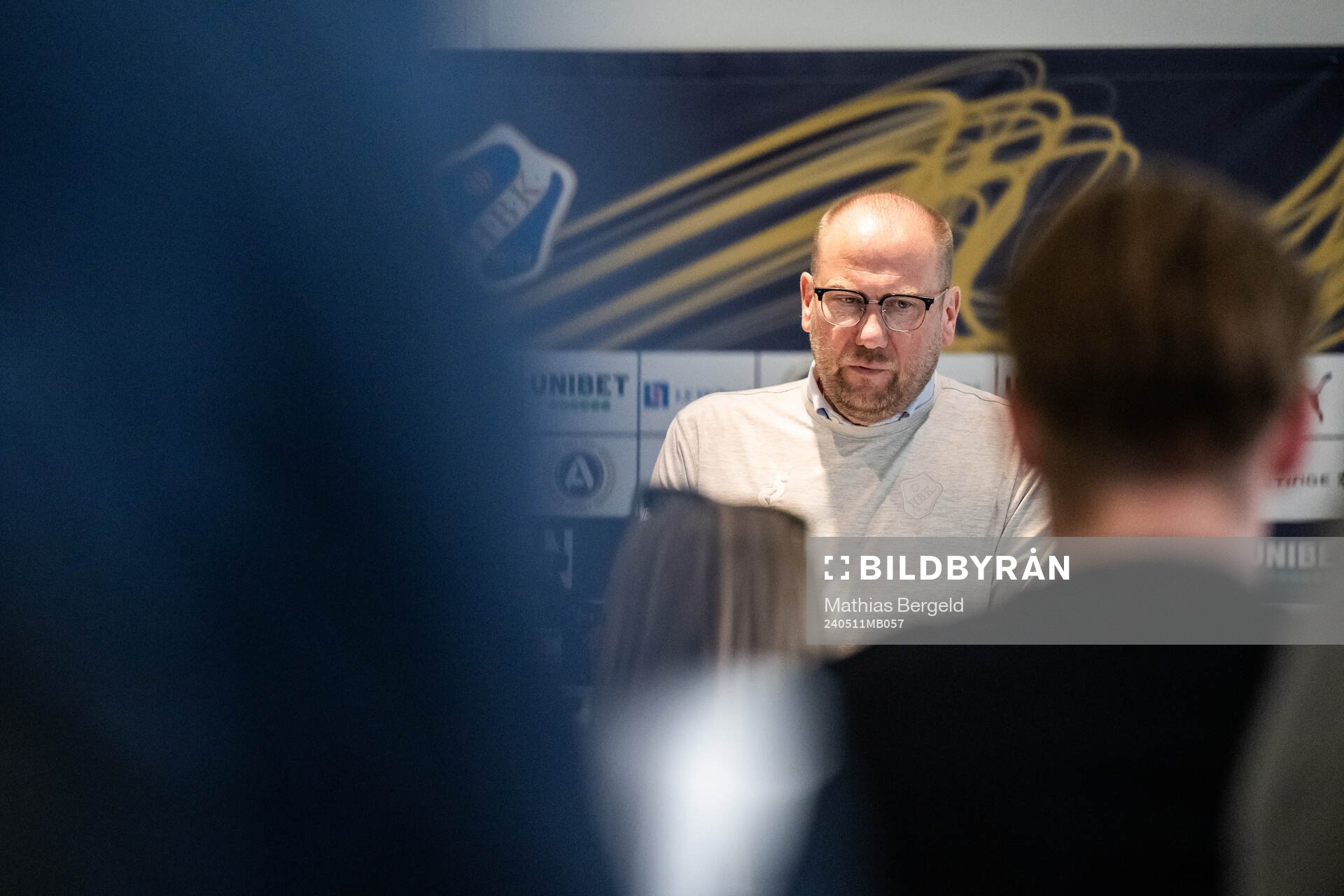 Halmstads tränare Magnus Haglund på presskonferensen