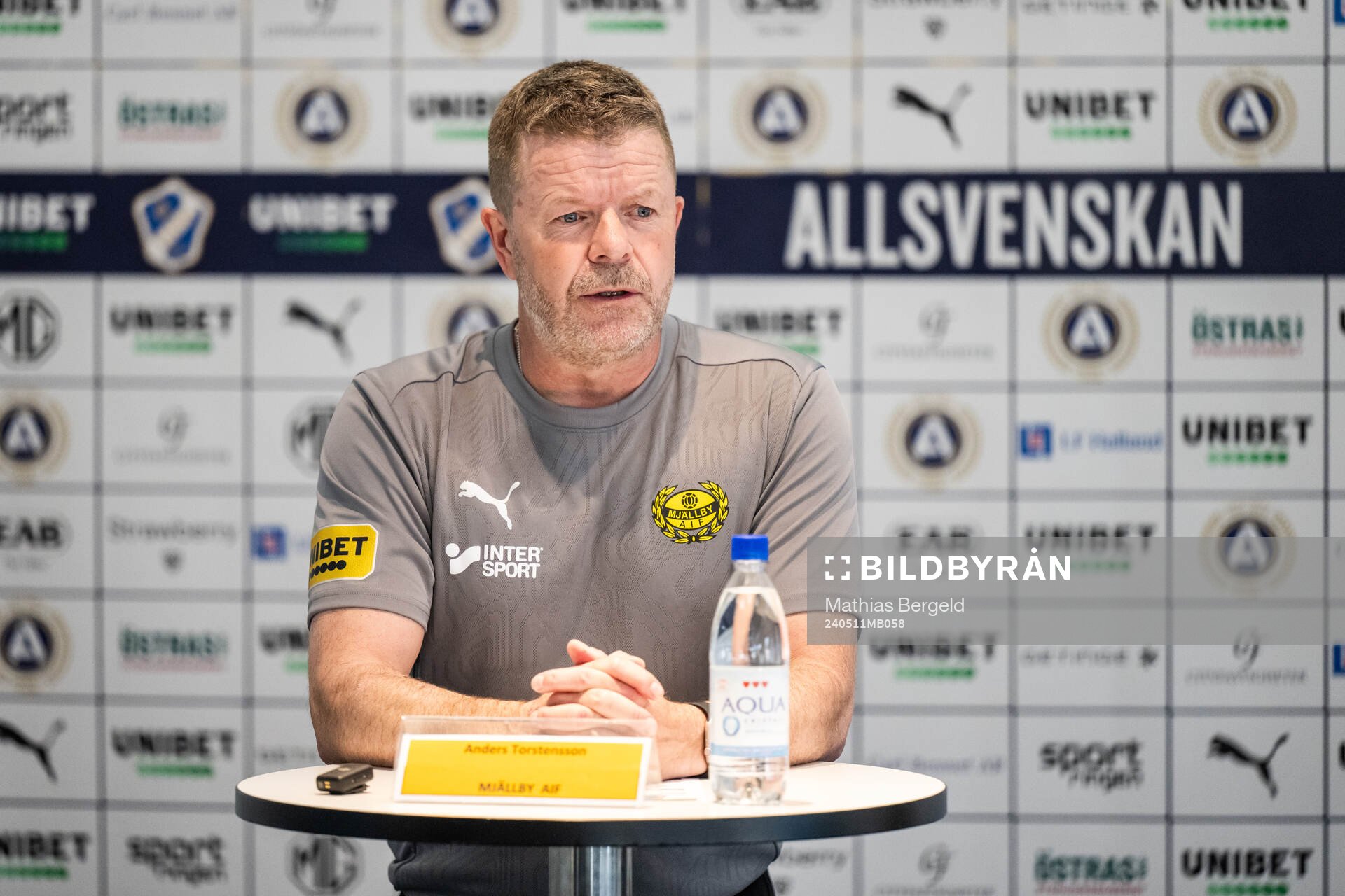 Mjällbys tränare Anders Torstensson på presskonferensen