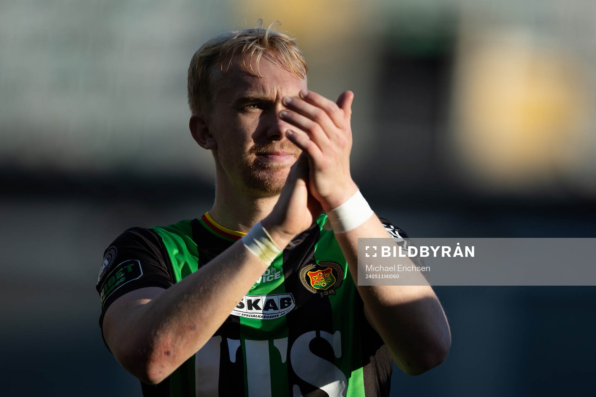 GAIS Robin Wendin Thomasson efter fotbollsmatchen i Allsvenskan mellan GAIS och Västerås den 11 maj 2024 i Göteborg. 