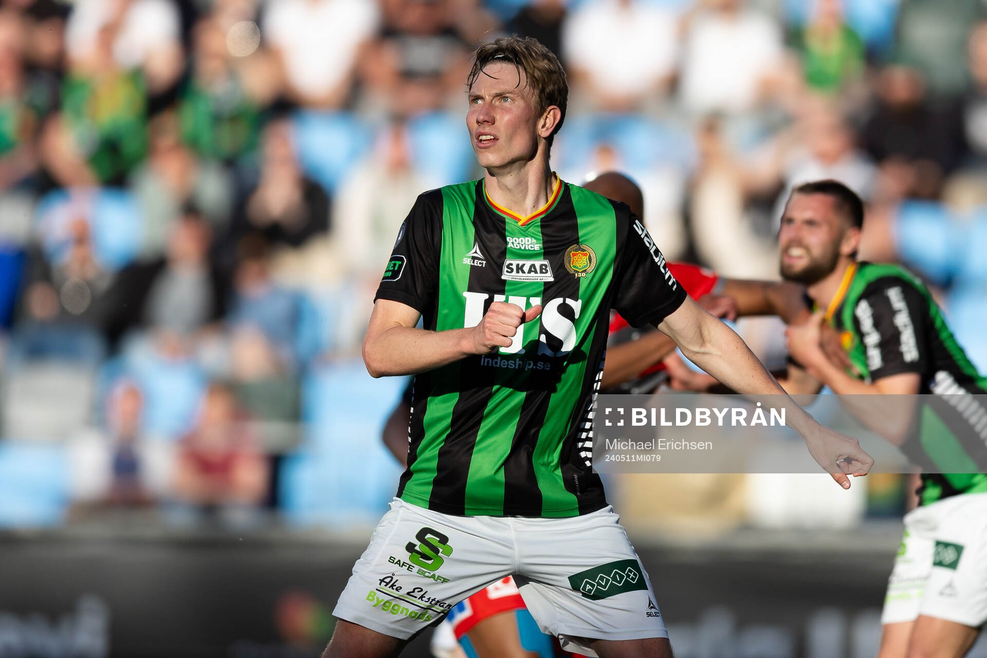 GAIS Robin Frej under fotbollsmatchen i Allsvenskan mellan GAIS och Västerås den 11 maj 2024 i Göteborg. 