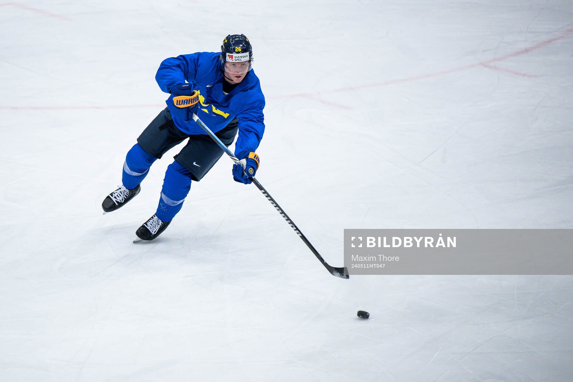 Rasmus Dahlin of Sweden at a practice session