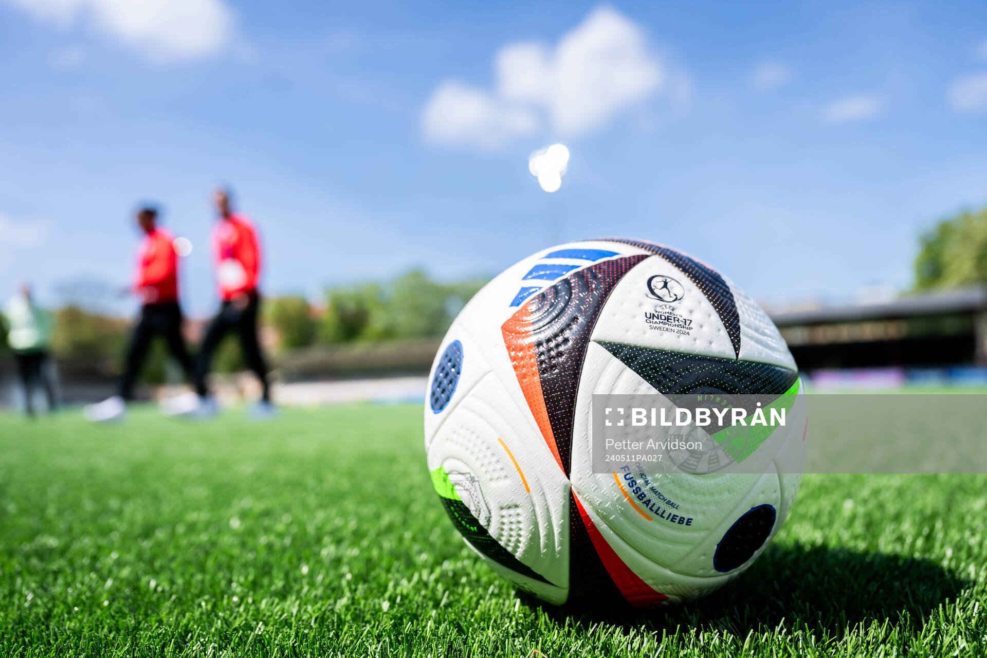 Official match ball at the pitch ahead of the UEFA European Women’s Under-17 Championship match between Norway and Sweden on May 11, 2024 in Malmö.