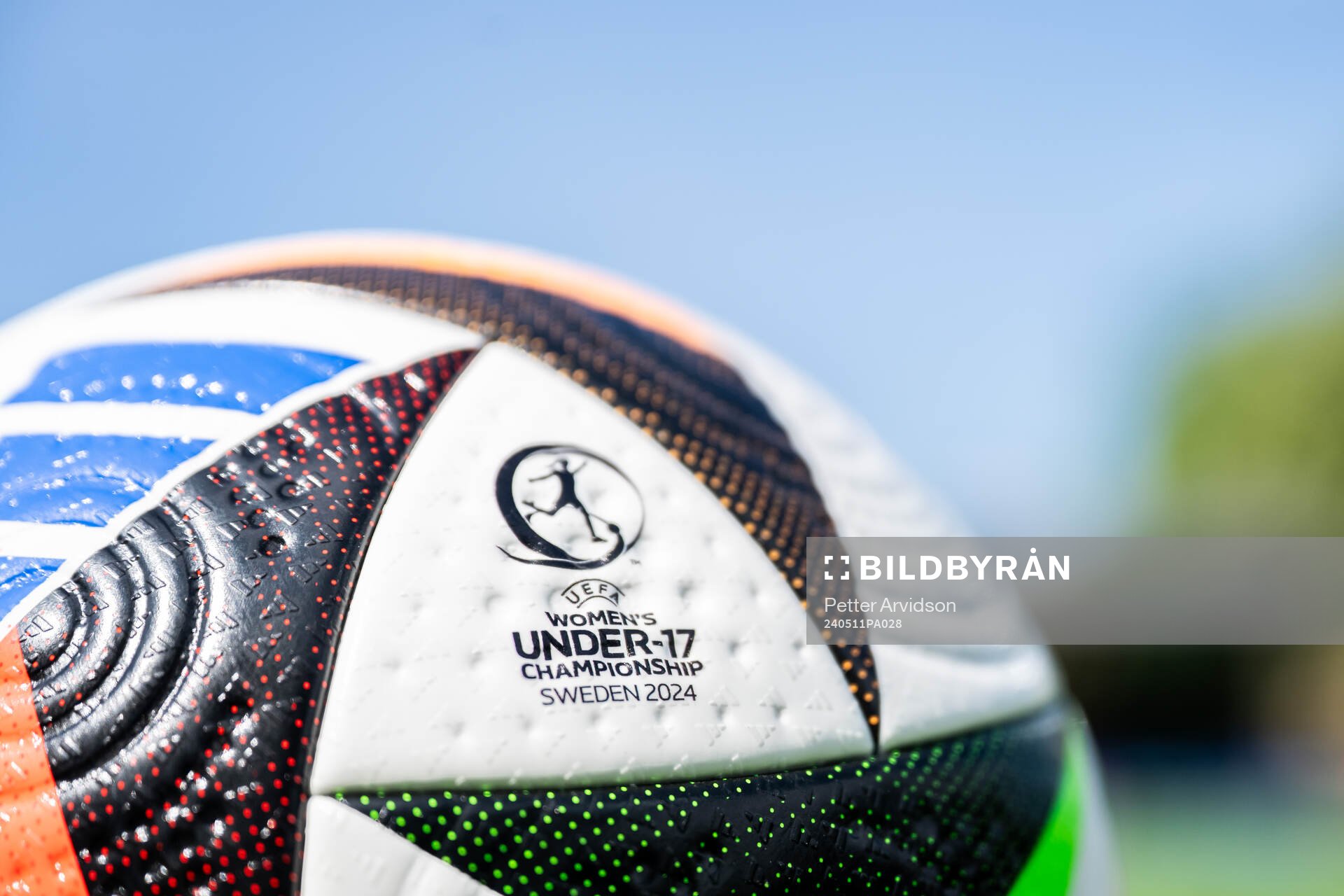 Official match ball at the pitch ahead of the UEFA European Women’s Under-17 Championship match between Norway and Sweden on May 11, 2024 in Malmö.