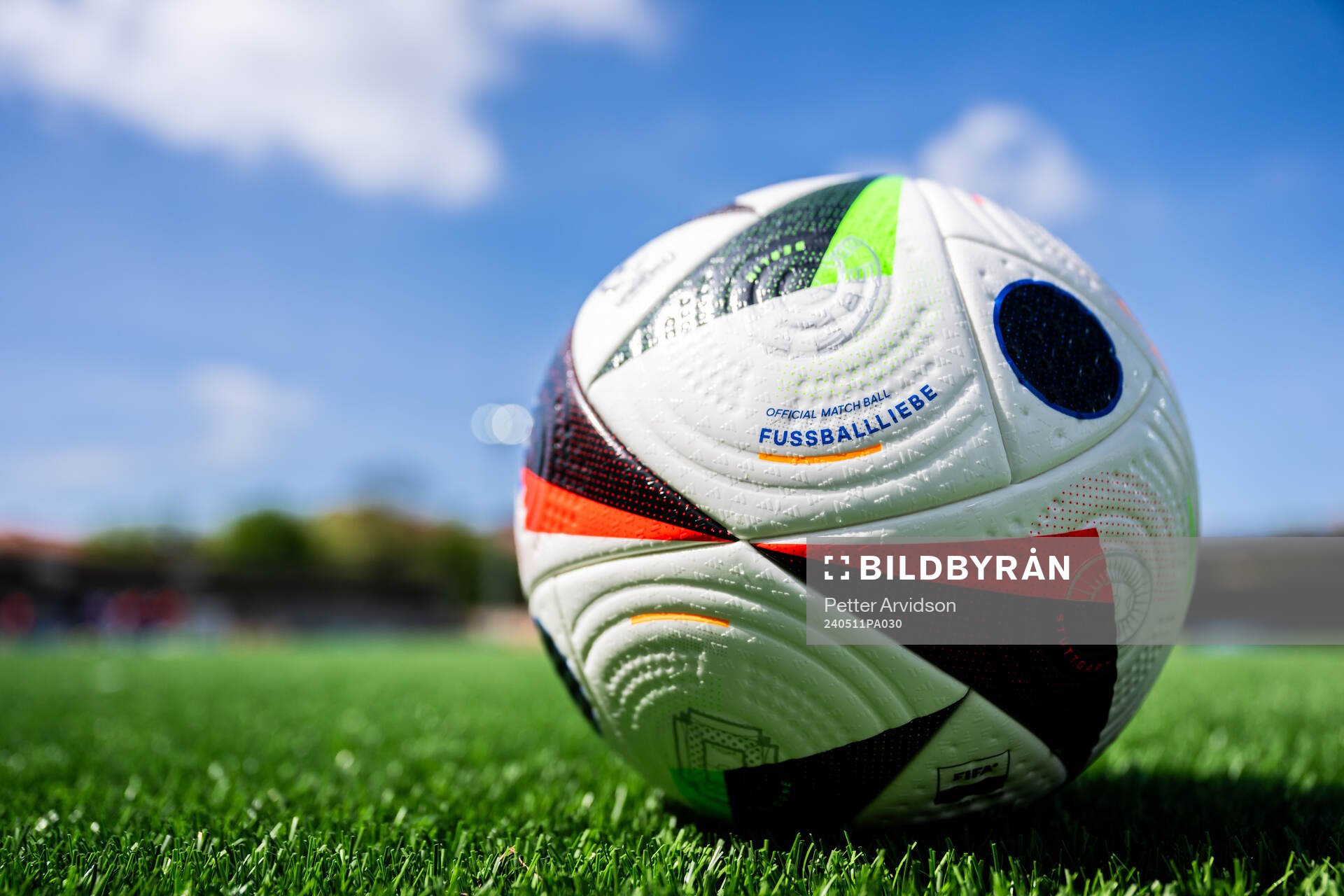Official match ball at the pitch ahead of the UEFA European Women’s Under-17 Championship match between Norway and Sweden on May 11, 2024 in Malmö.