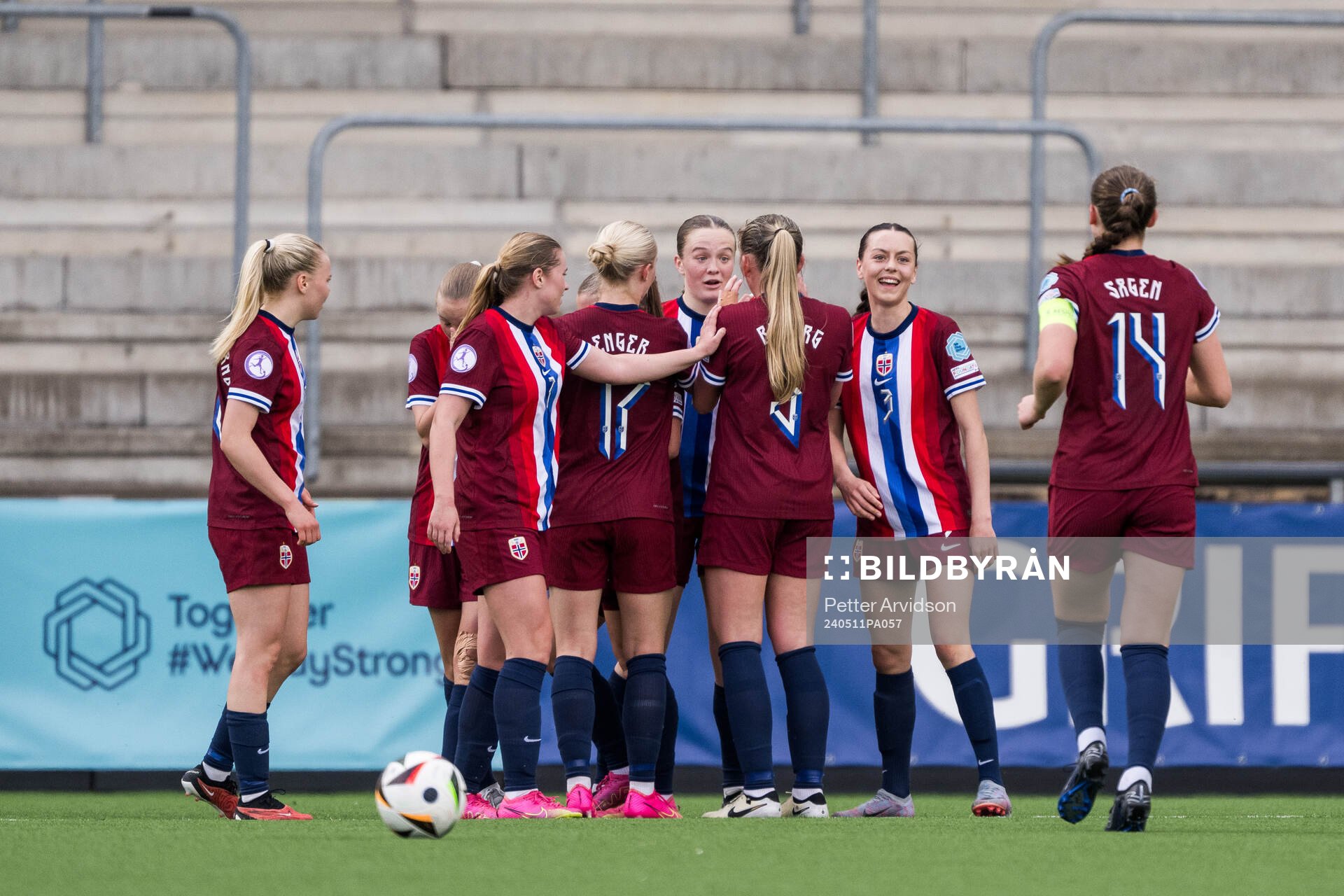 Ina Raaum Andreassen of Norway celebrates with her team