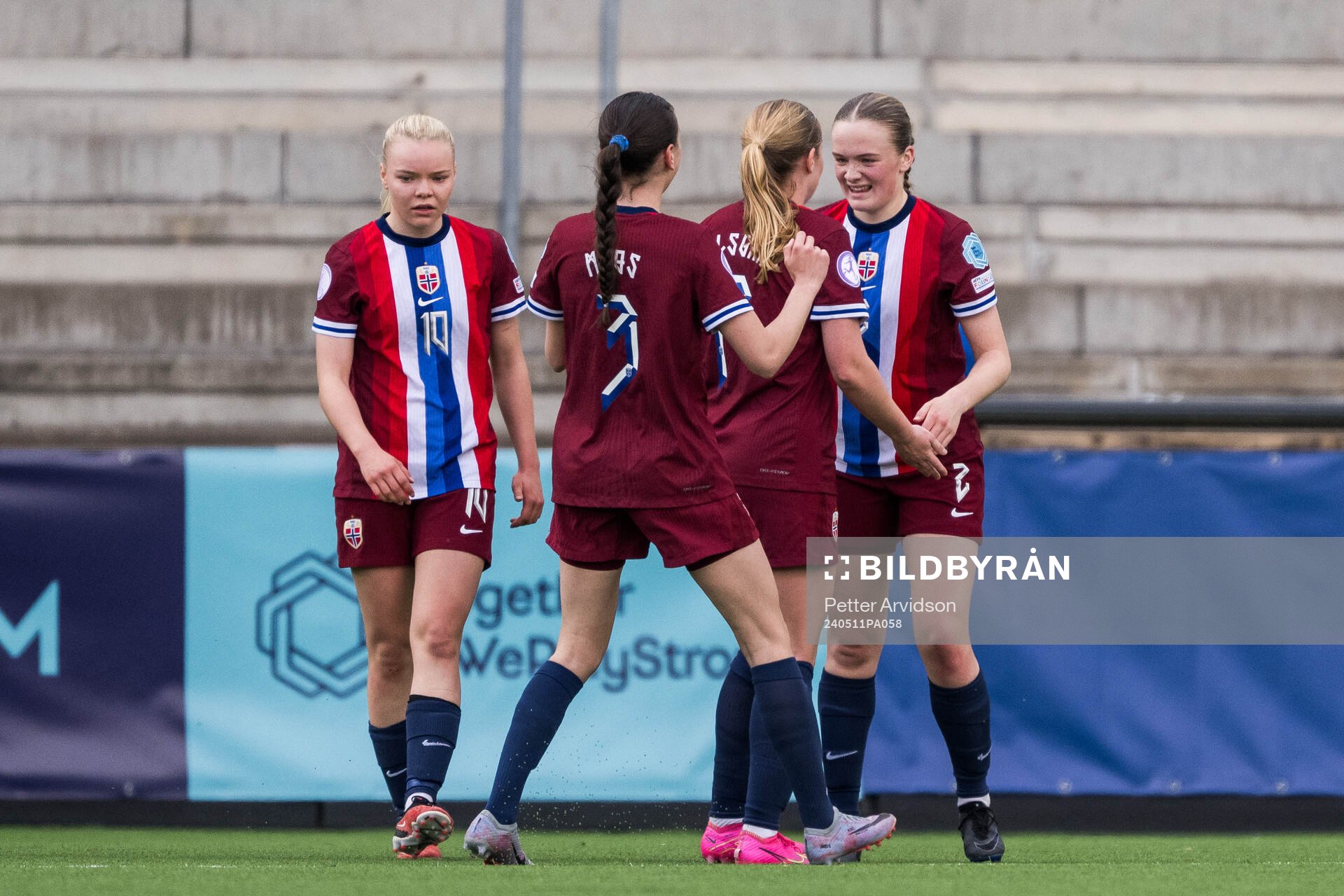 Ina Raaum Andreassen of Norway celebrates with her team