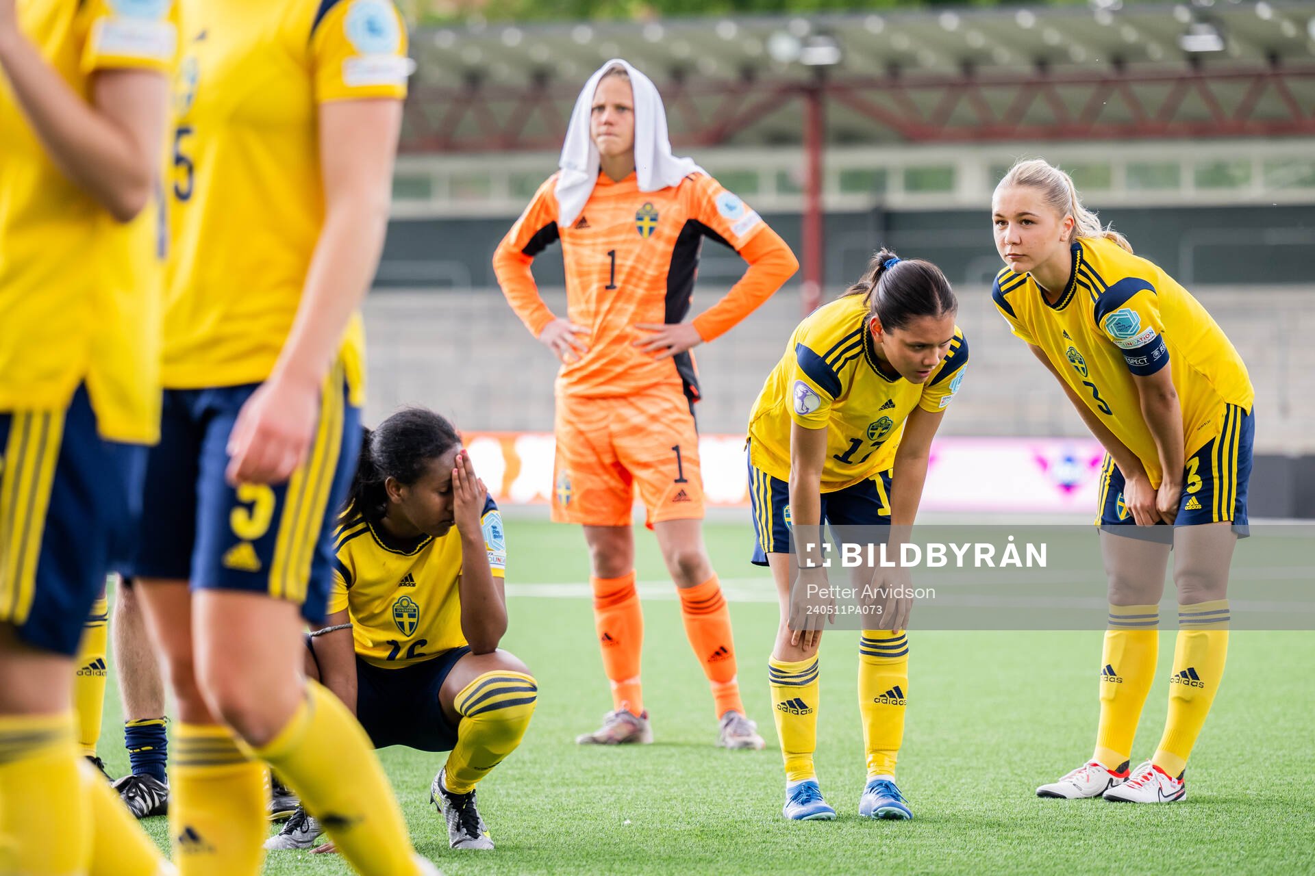 Saron Berhe, Moa Svensson and Alice Broman of Sweden looks