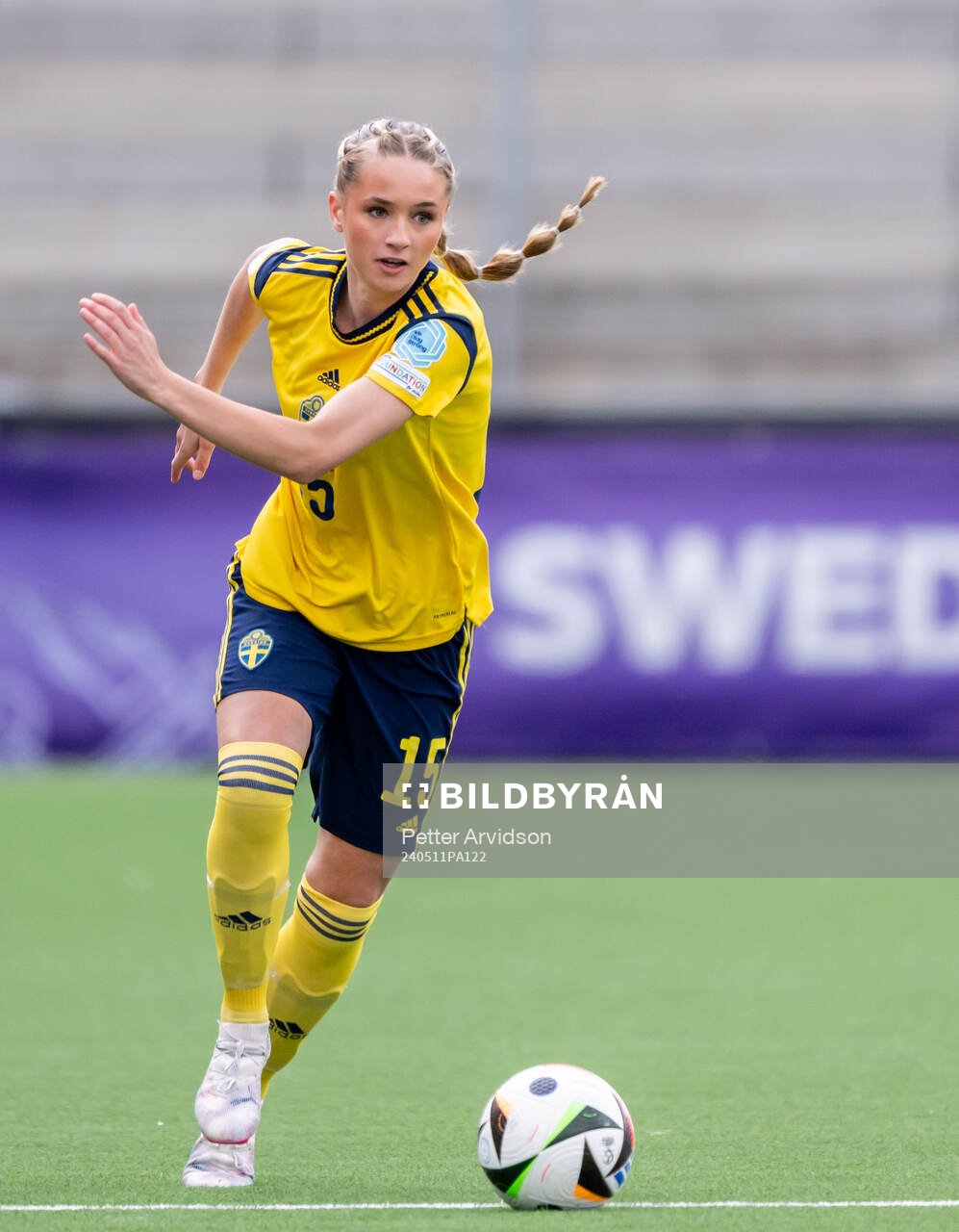 Carmen Cernjul of Sweden during the UEFA European Women’s Under-17 Championship match between Norway and Sweden on May 11, 2024 in Malmö.