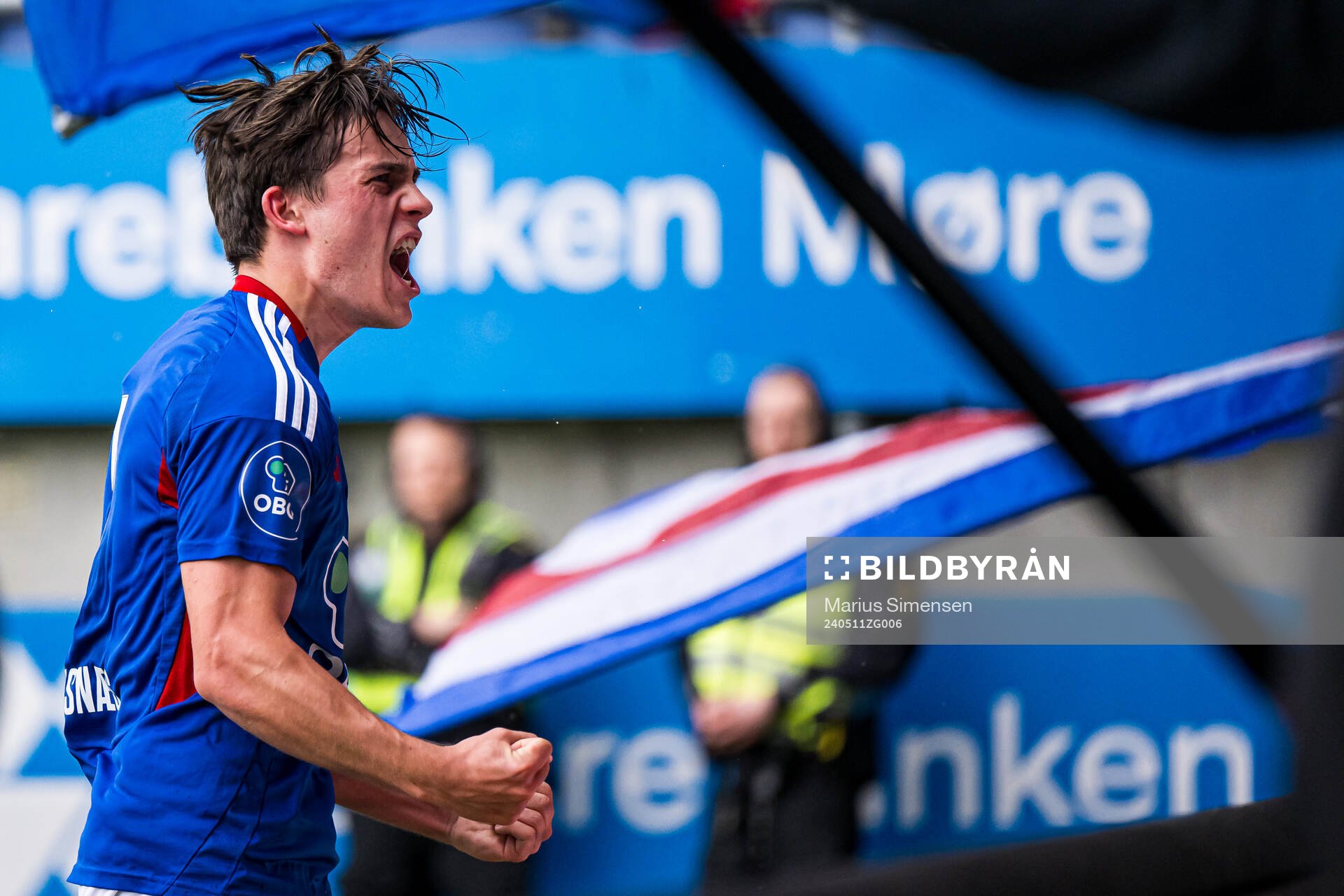 Magnus Riisnæs of Vålerenga celebrates after scoring the 0-1 goal during the OBOS-ligaen match between Aalesund and Vålerenga on May 11, 2024 in Ålesund.