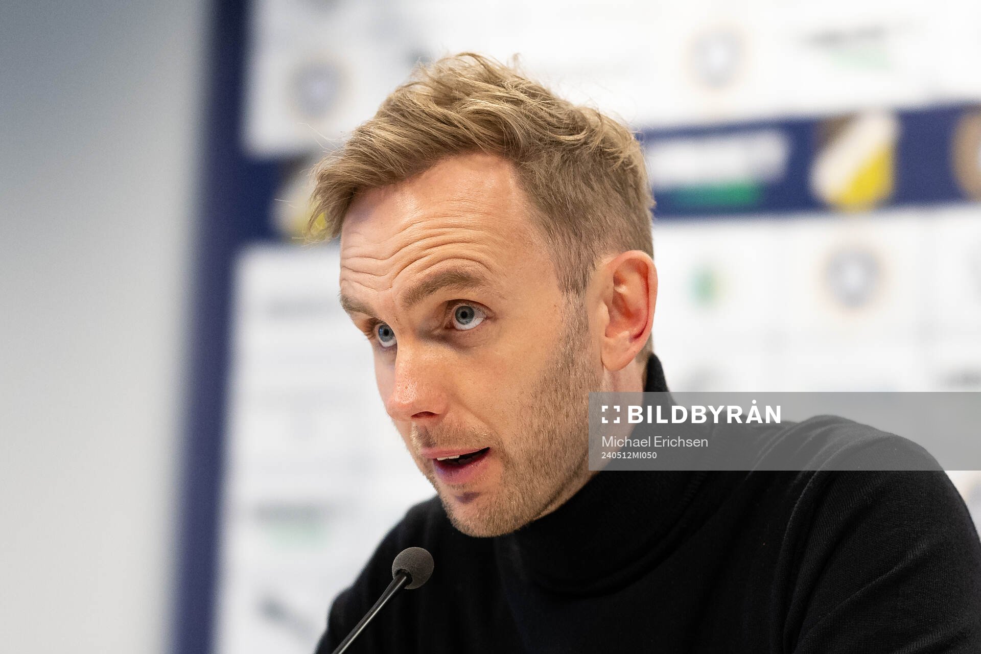 Kalmars tränare Henrik Jensen på presskonferensen