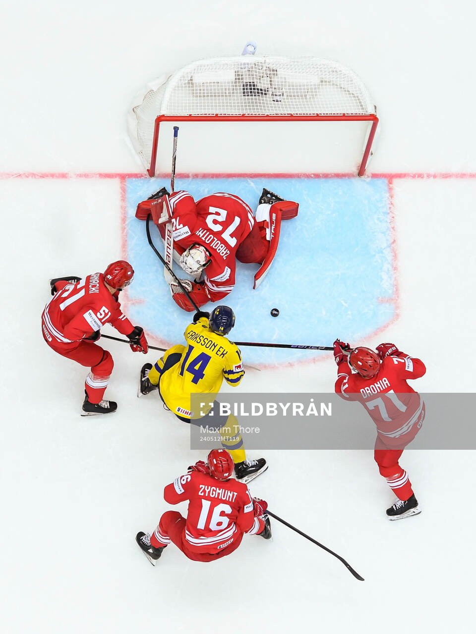 Pawel Zygmunt, Jakub Wanacki, goaltender David Zabolotny