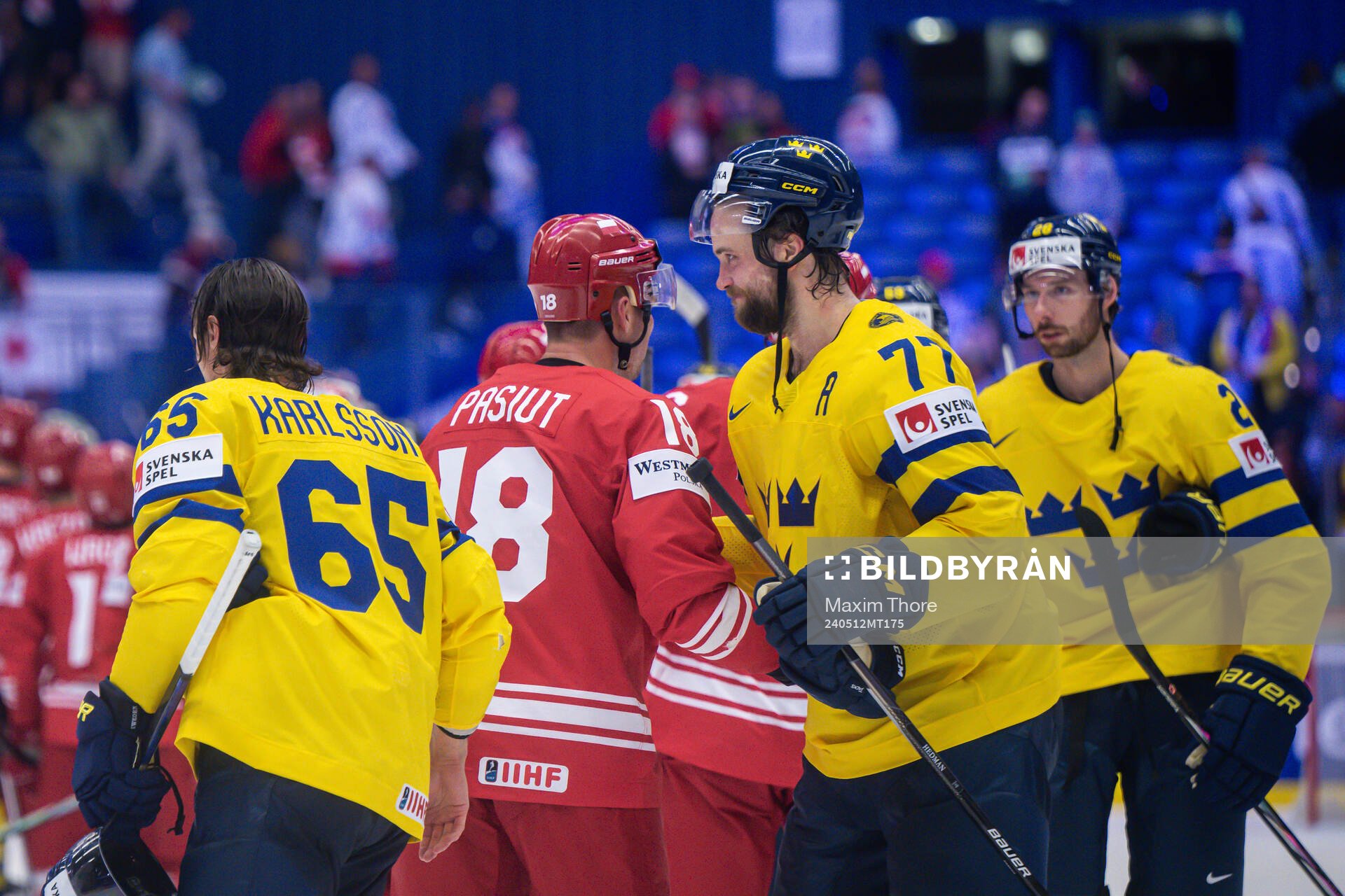 Erik Karlsson and Victor Hedman of Sweden
