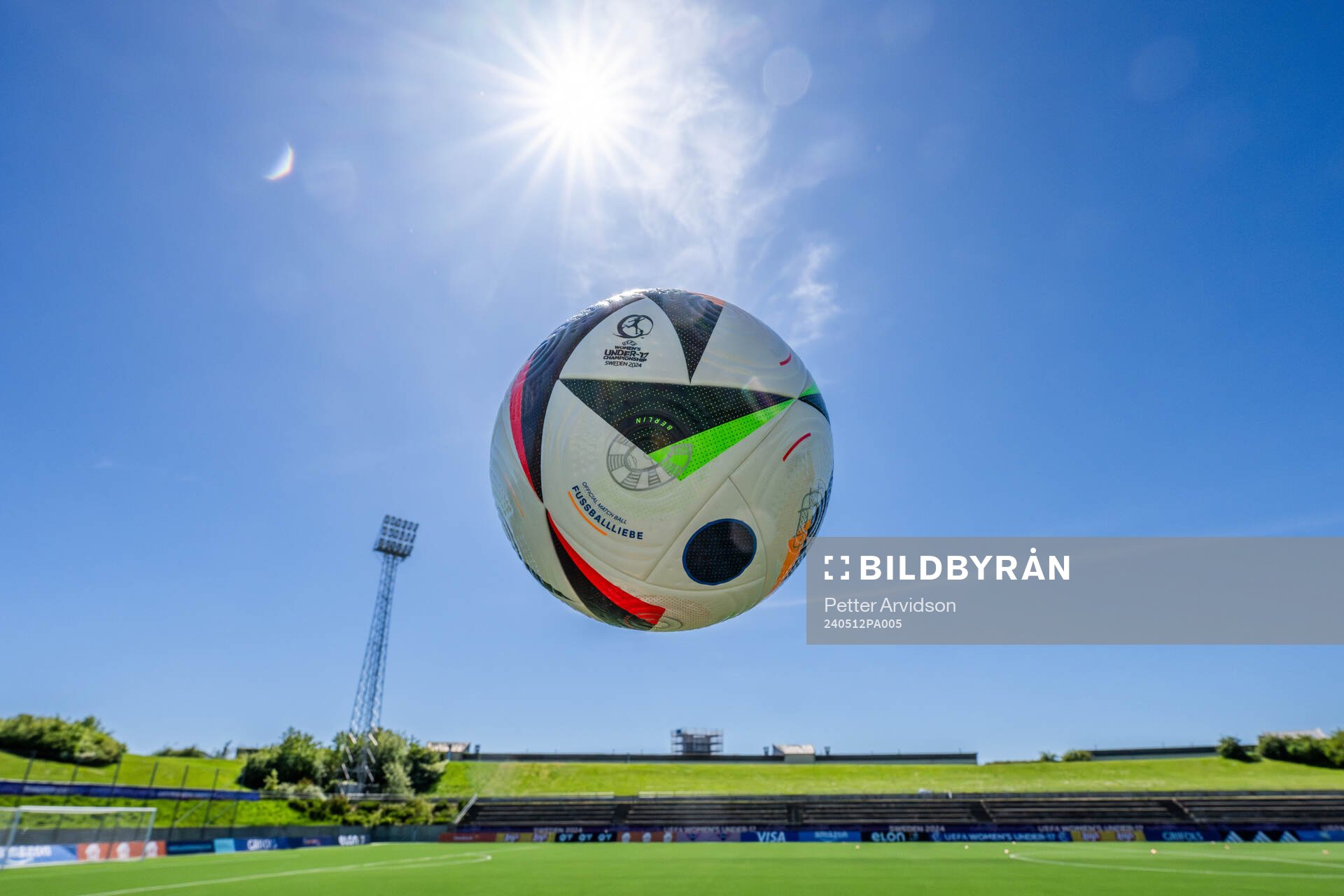 Official match ball at the pitch ahead of the UEFA European Women’s Under-17 Championship match between Belgium and Spain on May 12, 2024 in Lund.