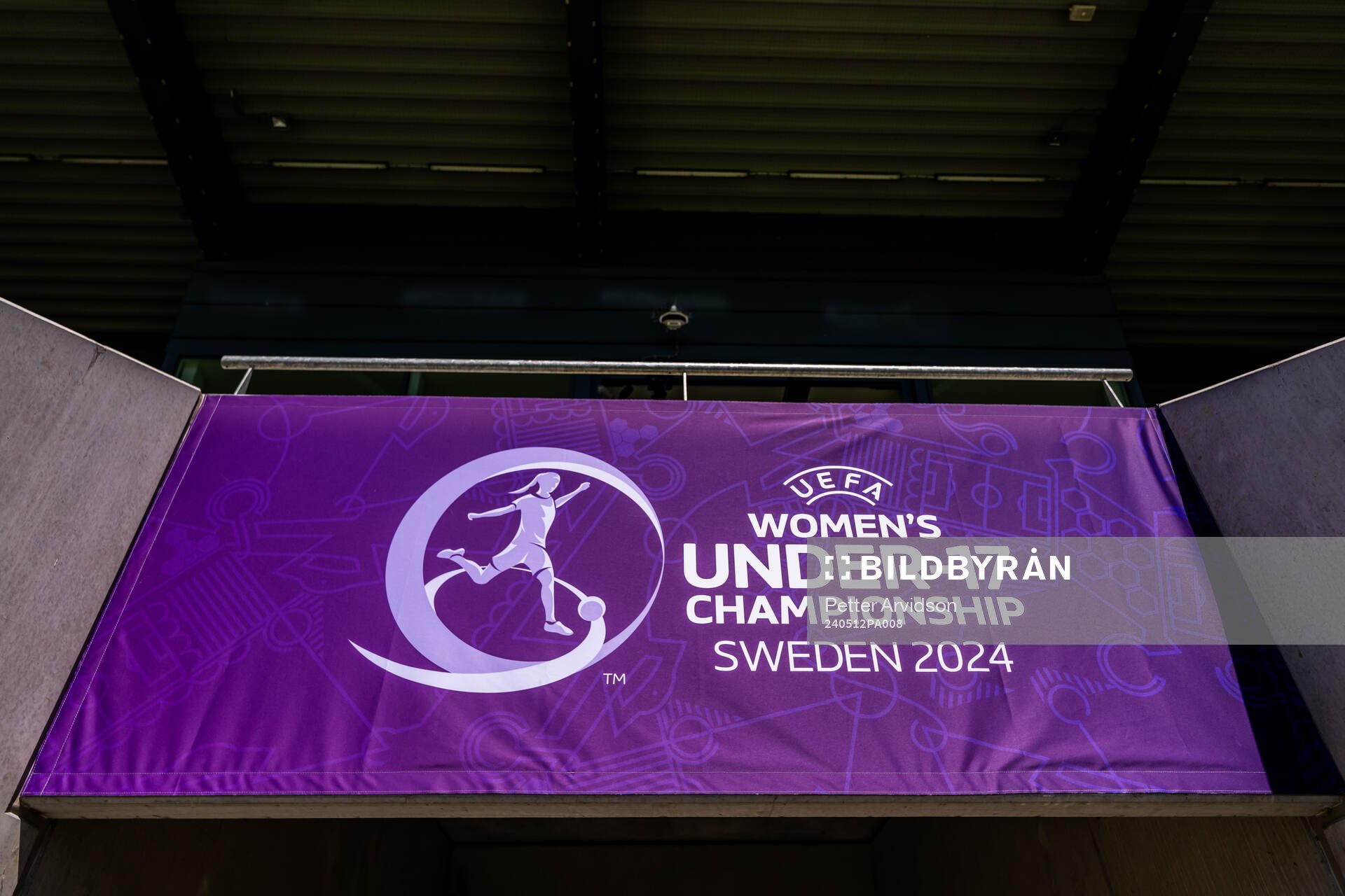 General view of a sign at Klostergårdens Idrottsplats