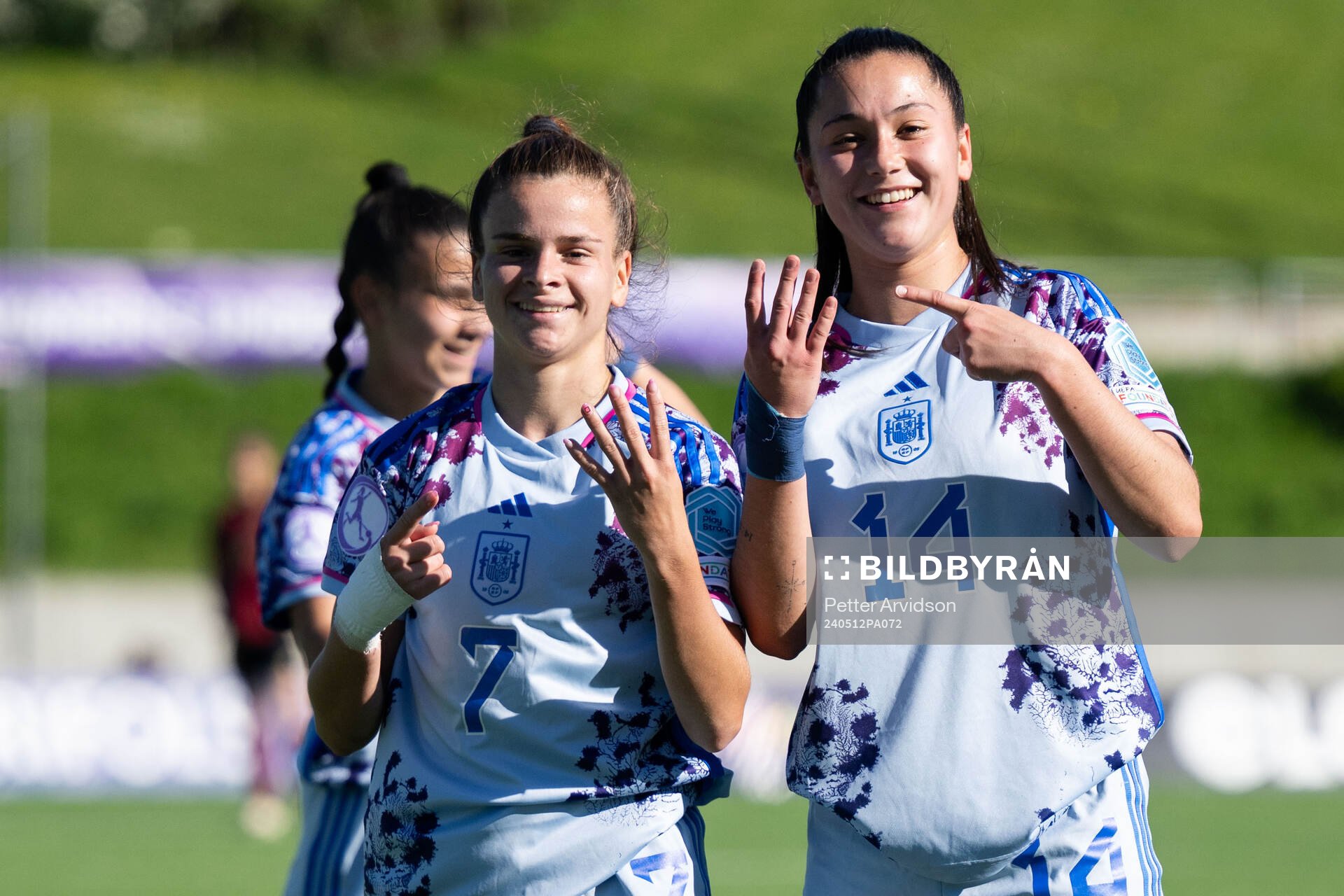 Noa Ortega and Lua Calo of Spain celebrate