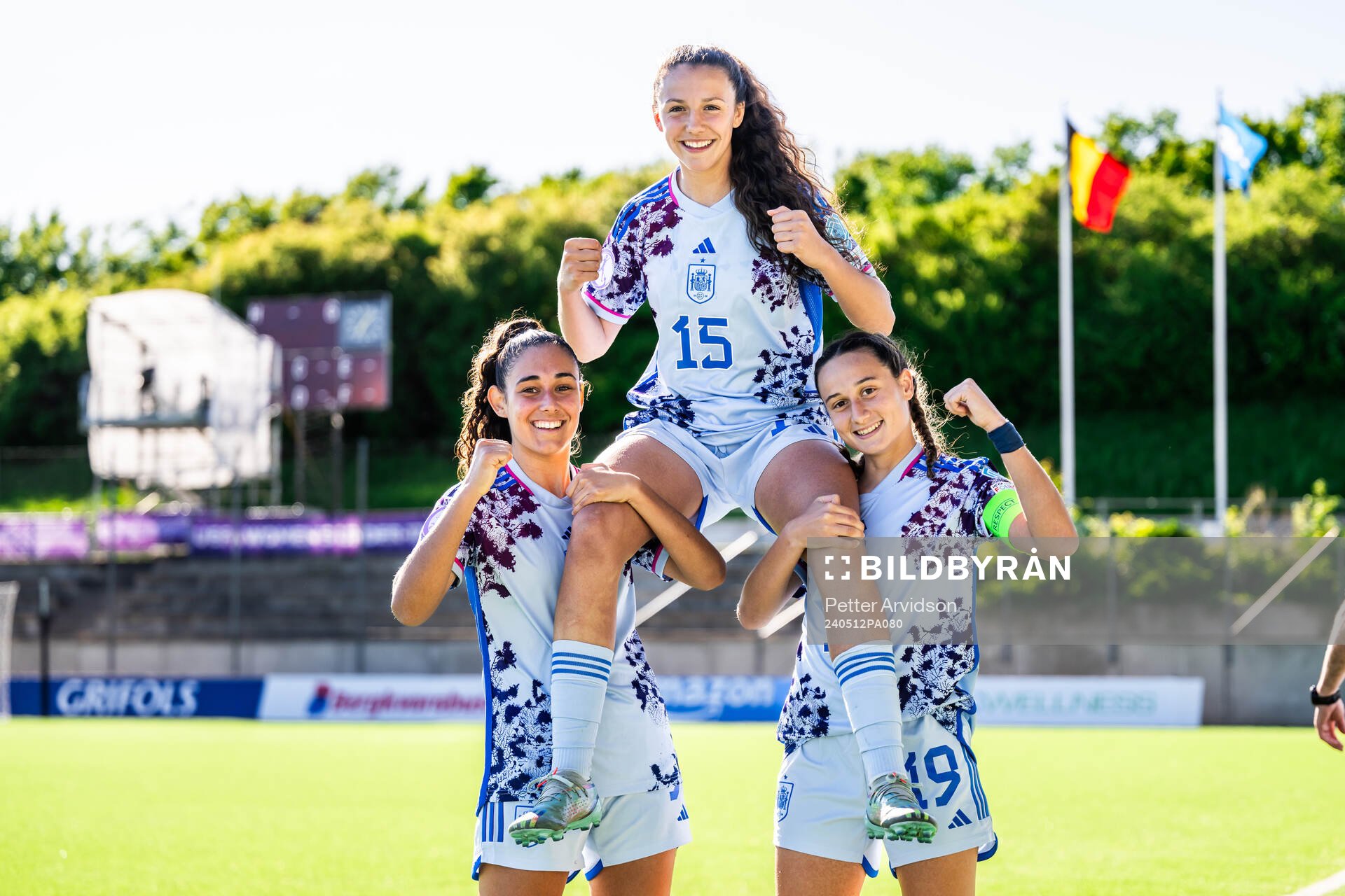 Celia Segura, Silvia Fernandez and Alba Cerrato of Spain