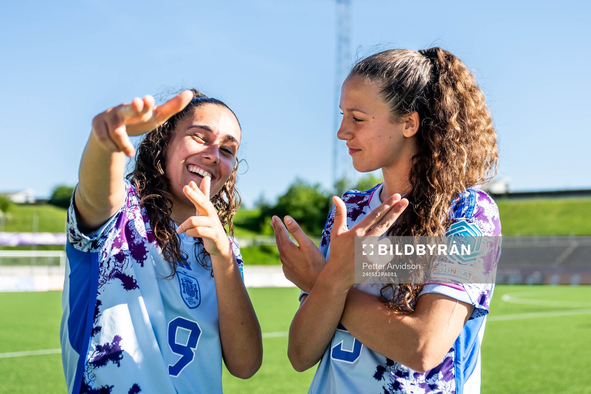 Celia Segura and Silvia Fernandez of Spain celebrate