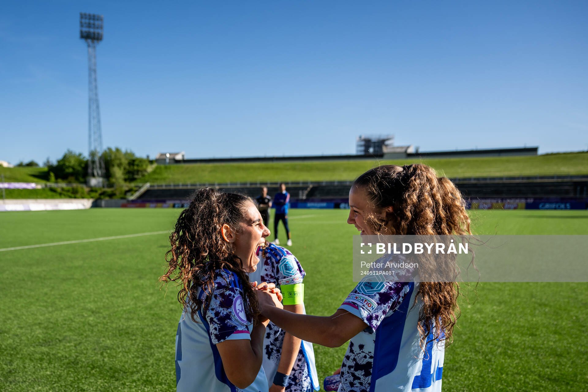 Celia Segura and Silvia Fernandez of Spain celebrate after the UEFA European Women’s Under-17 Championship match between Belgium and Spain on May 12, 2024 in Lund. 