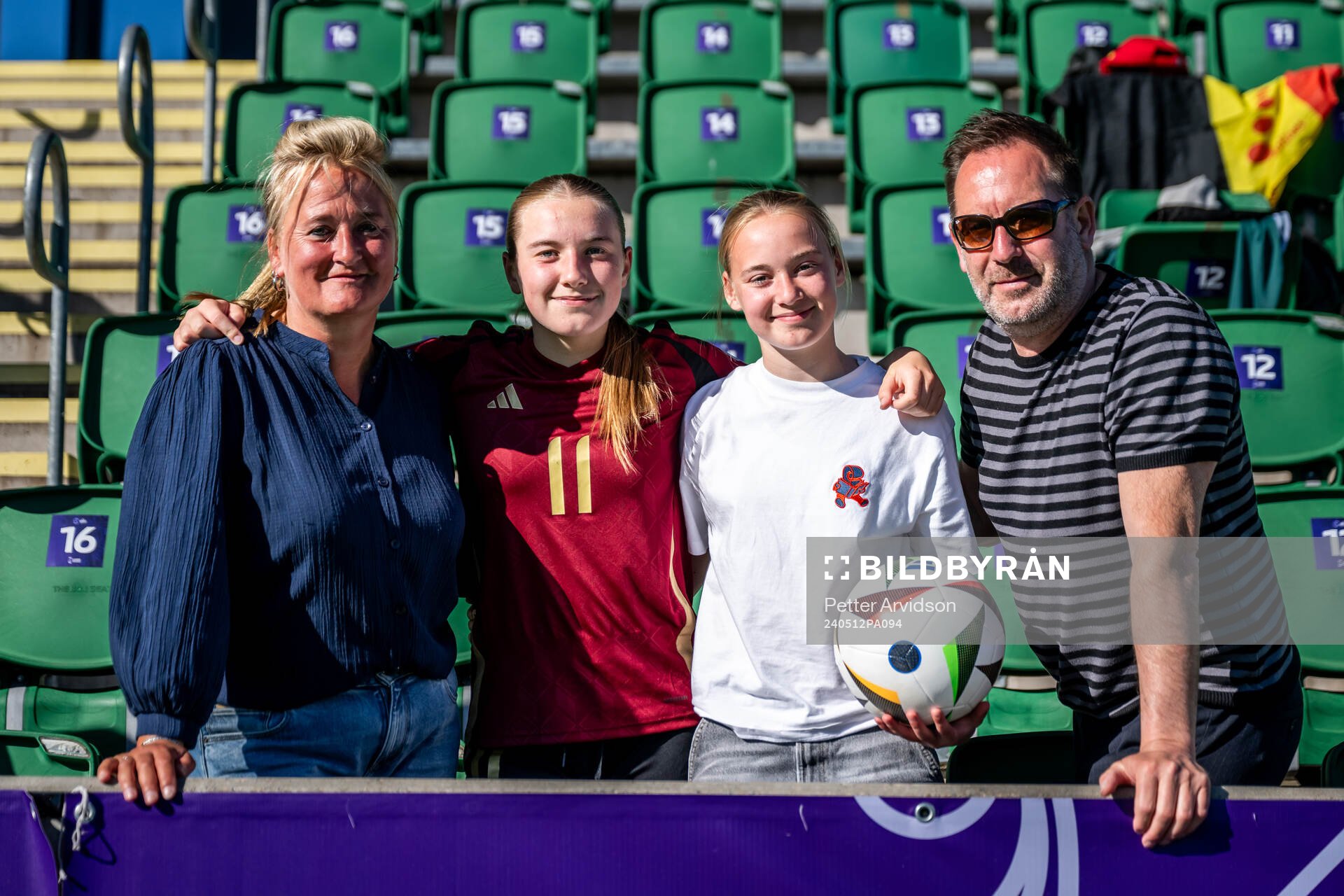 Finne Van Looveren of Belgium with family in the stands