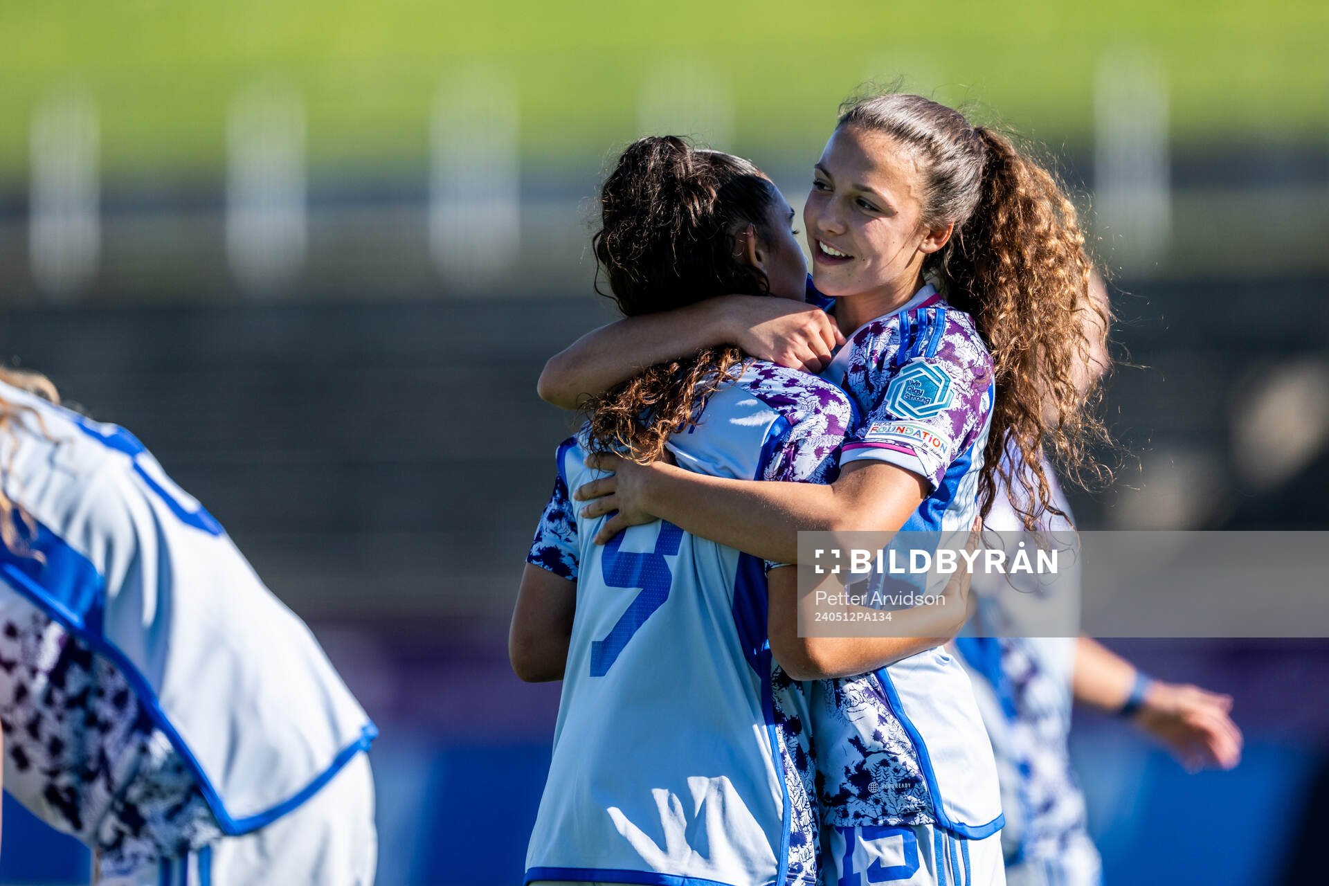 Celia Segura and Silvia Fernandez of Spain celebrate
