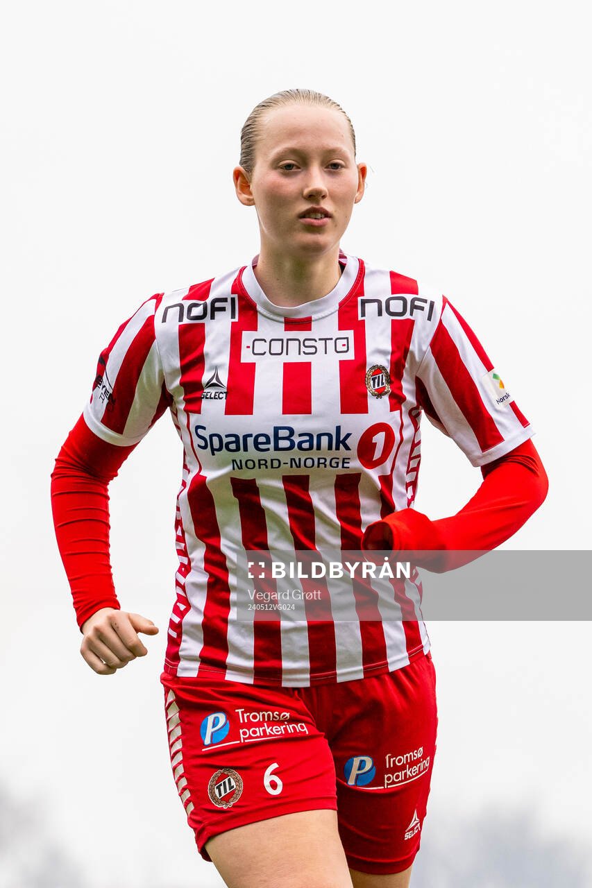 Emilie Sofie Ludvigsen of TIL 2020 ahead of the 1. division football match between Bodø/Glimt and TIL 2020 on May 12, 2024 in Bodø. 