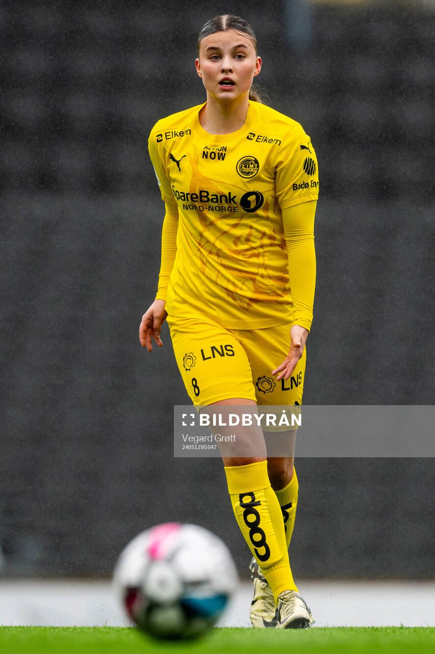 Mathea Meyer Theting of Bodø/Glimt during the 1. division football match between Bodø/Glimt and TIL 2020 on May 12, 2024 in Bodø. 