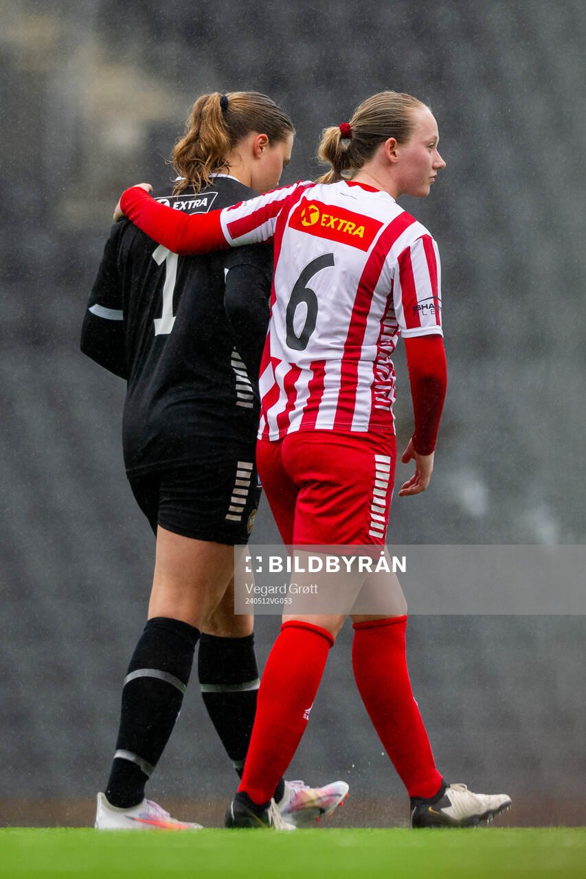 Goalkeeper Marie Aspenes and Emilie Sofie Ludvigsen of TIL