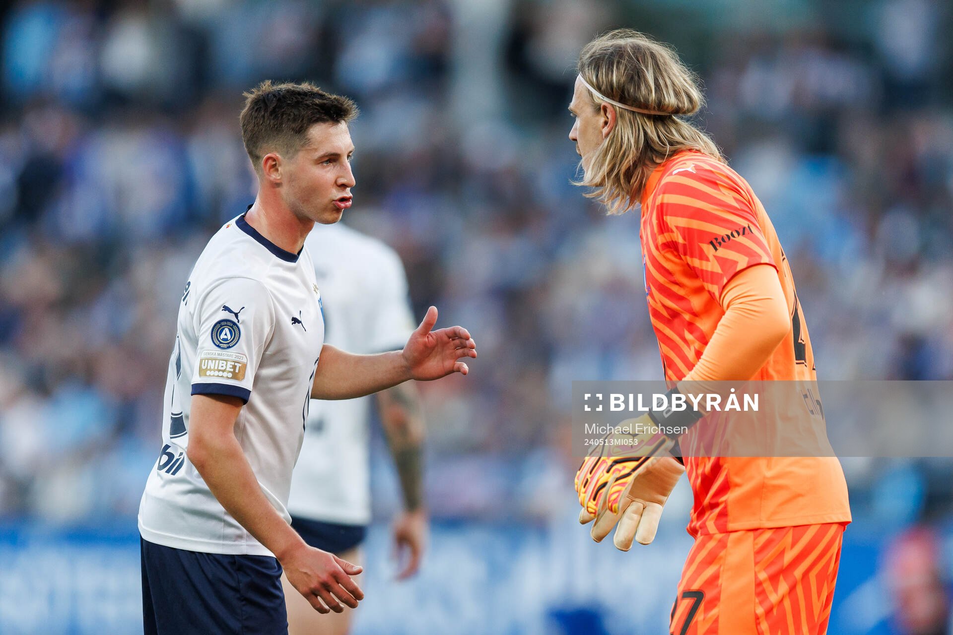 Malmö FFs Lasse Berg Johnsen och målvakt Johan Dahlin