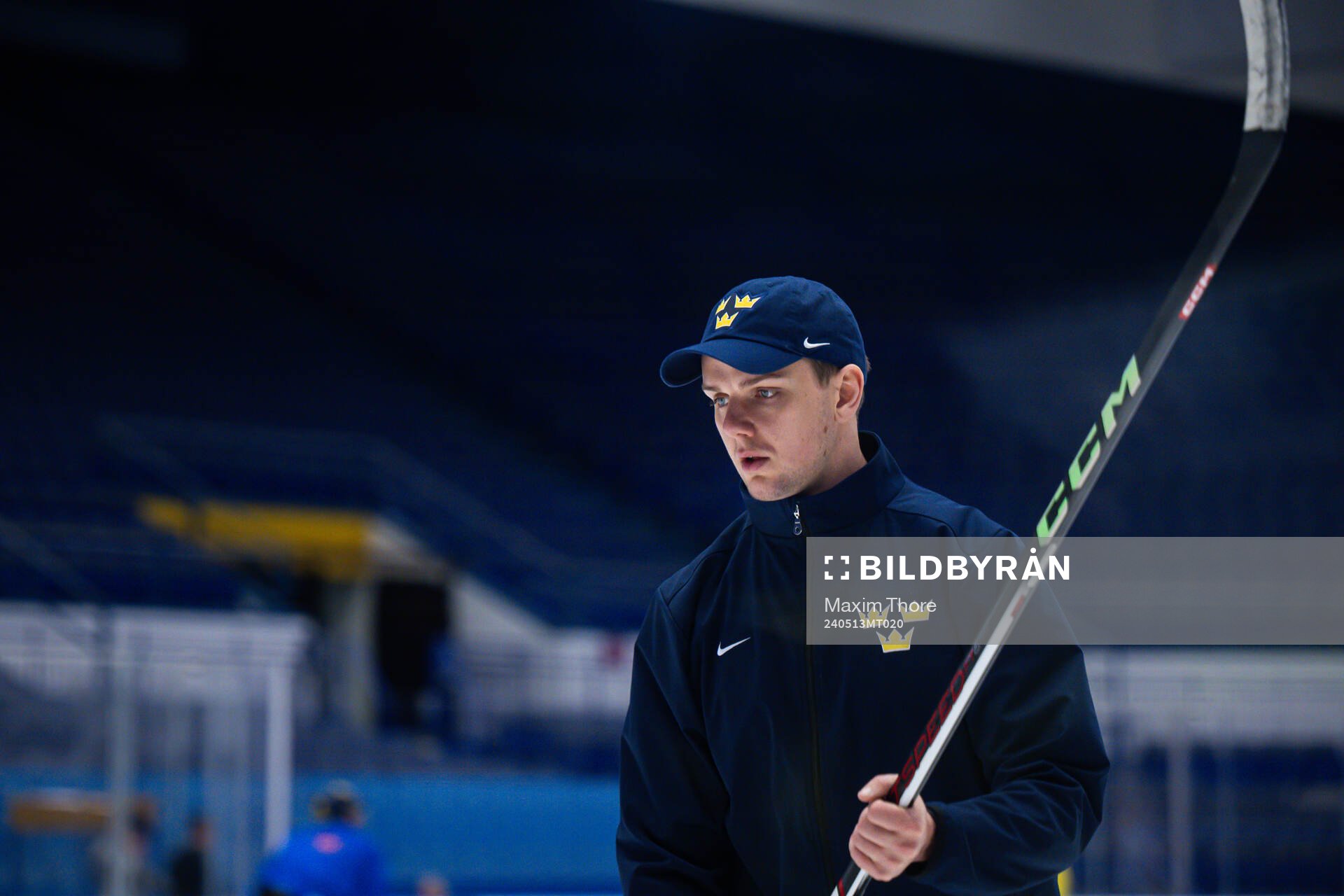 Goaltender coach Anthon Hansson of Sweden at a practice