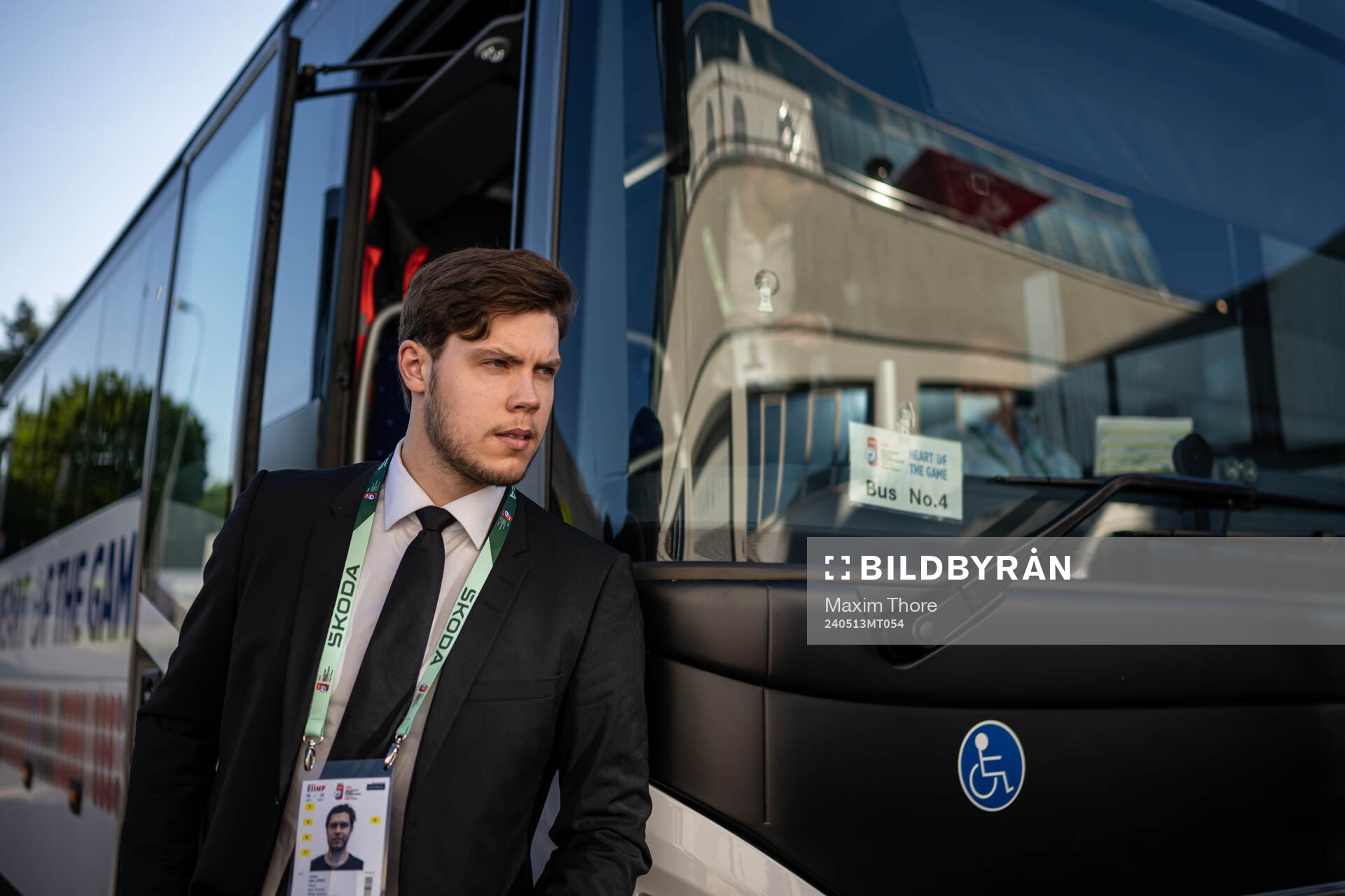 Goaltender Jesper Wallstedt of Sweden arrives to the arena