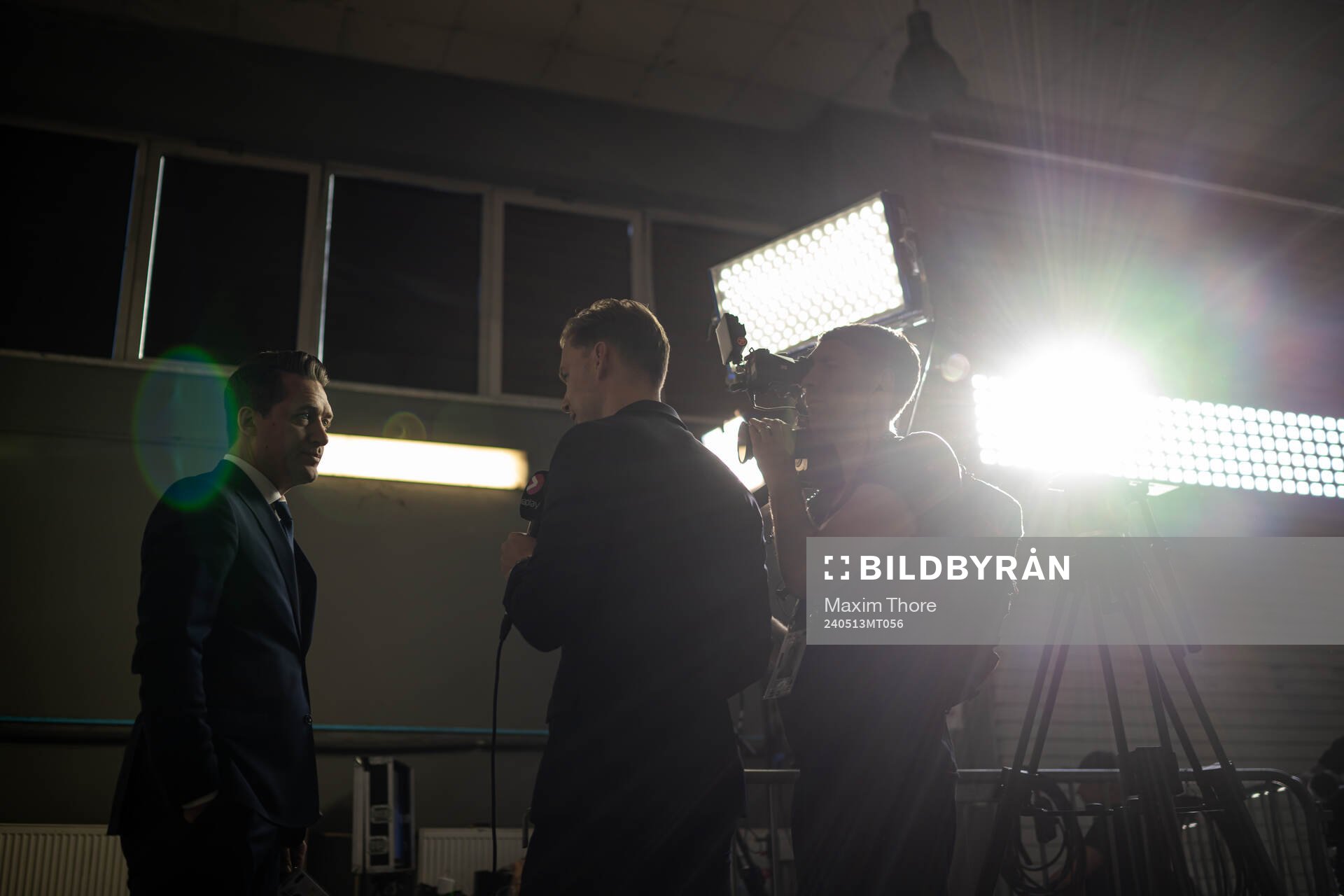 Head coach Sam Hallam of Sweden is interviewed by Ludvig
