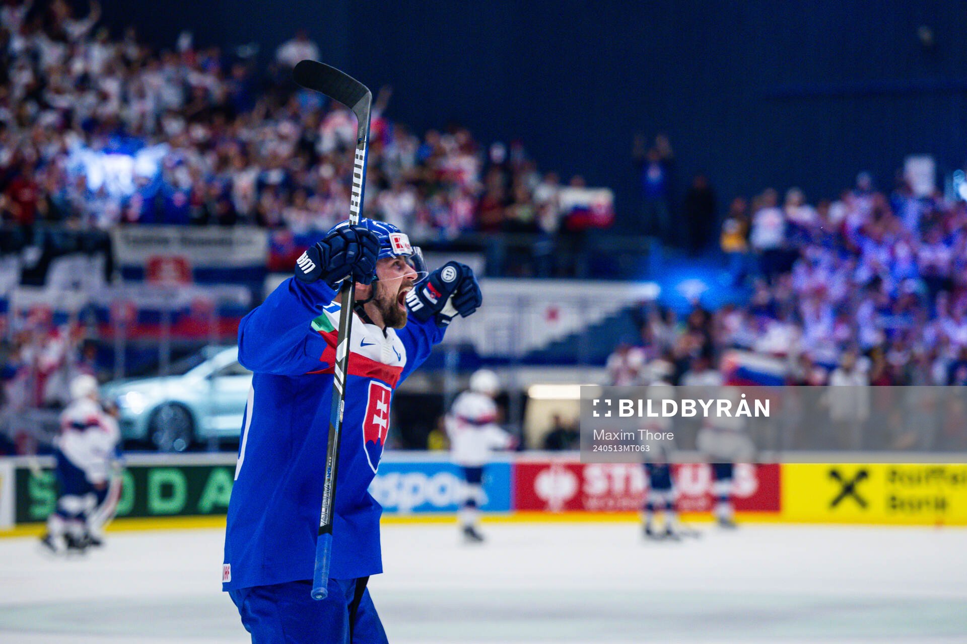 Tomas Tatar of Slovakia celebrates the overtime win