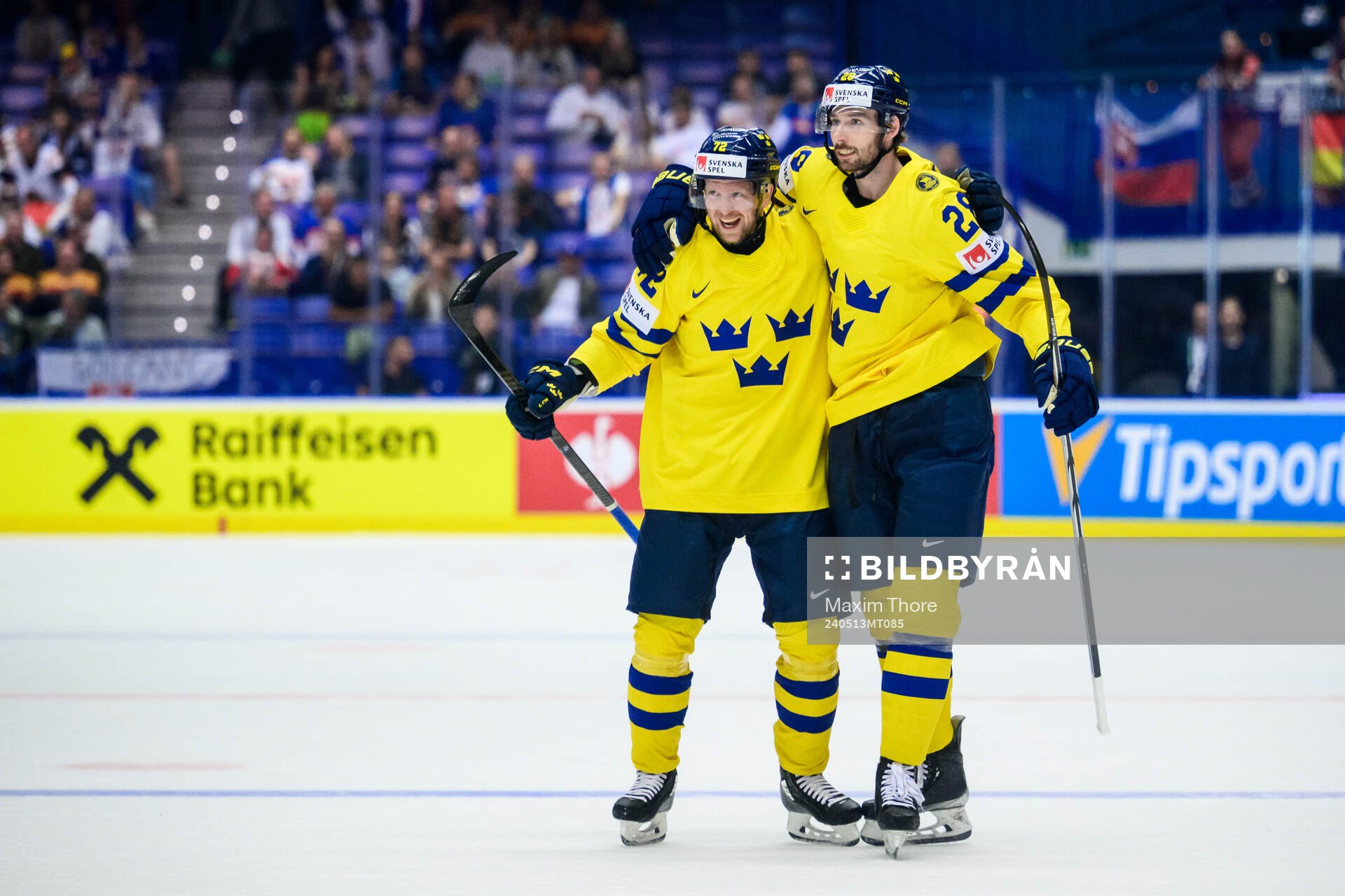 Tim Heed and Marcus Pettersson of Sweden celebrate