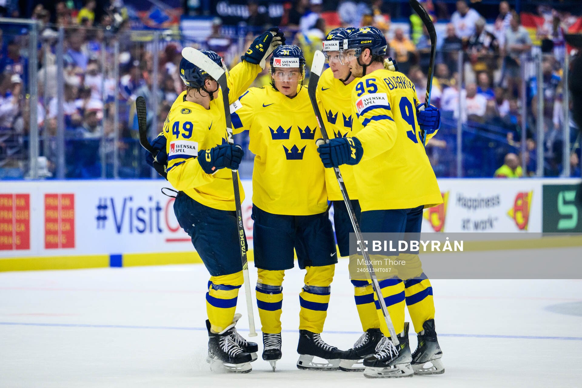 Victor Olofsson of Sweden celebrate with teammates