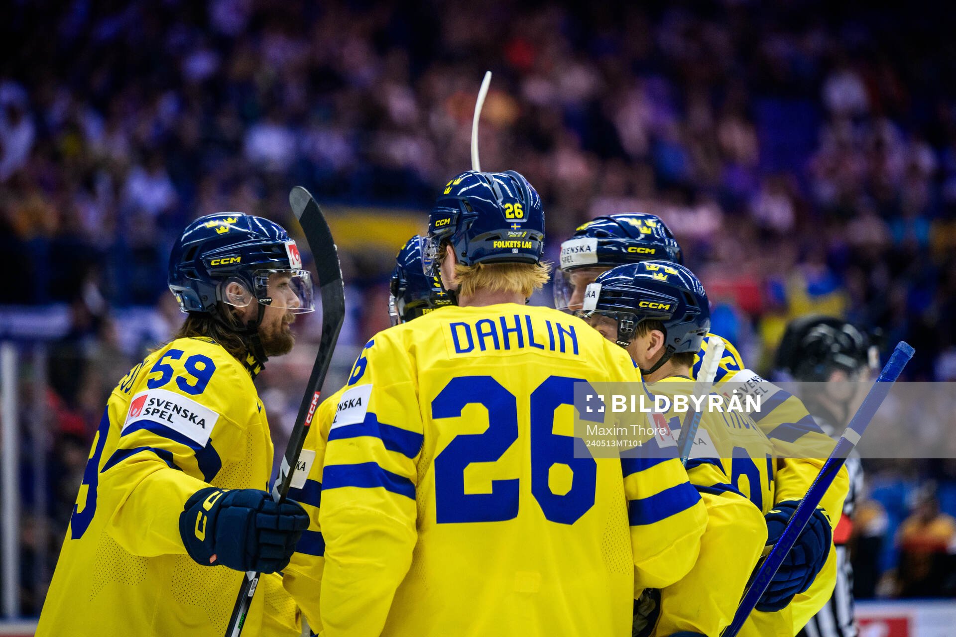 Rasmus Dahlin of Sweden celebrates