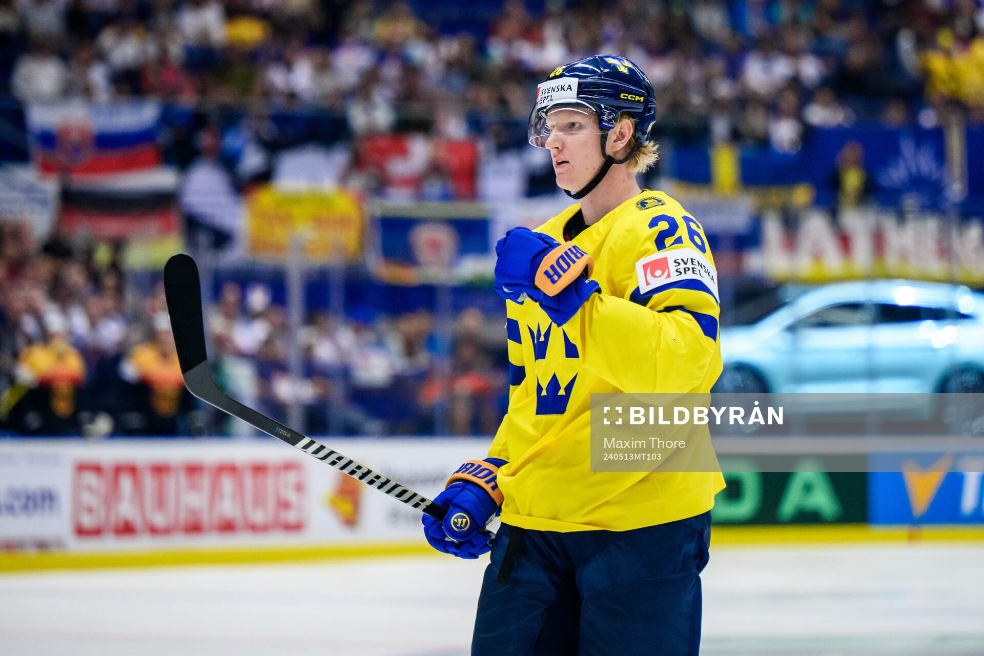 Rasmus Dahlin of Sweden celebrates