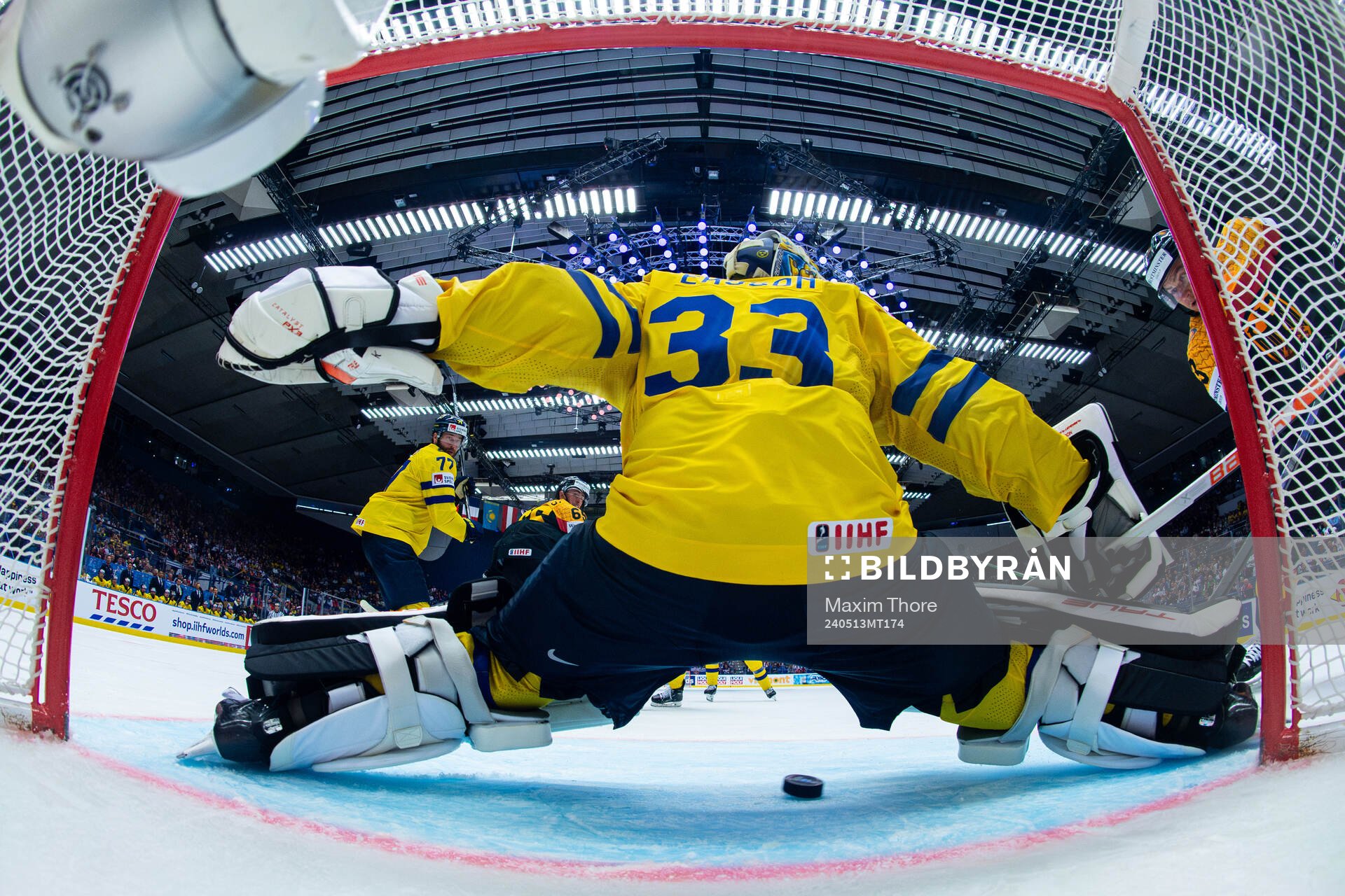Leonhard Pfoderl of Germany scores the 1-5 goal behind