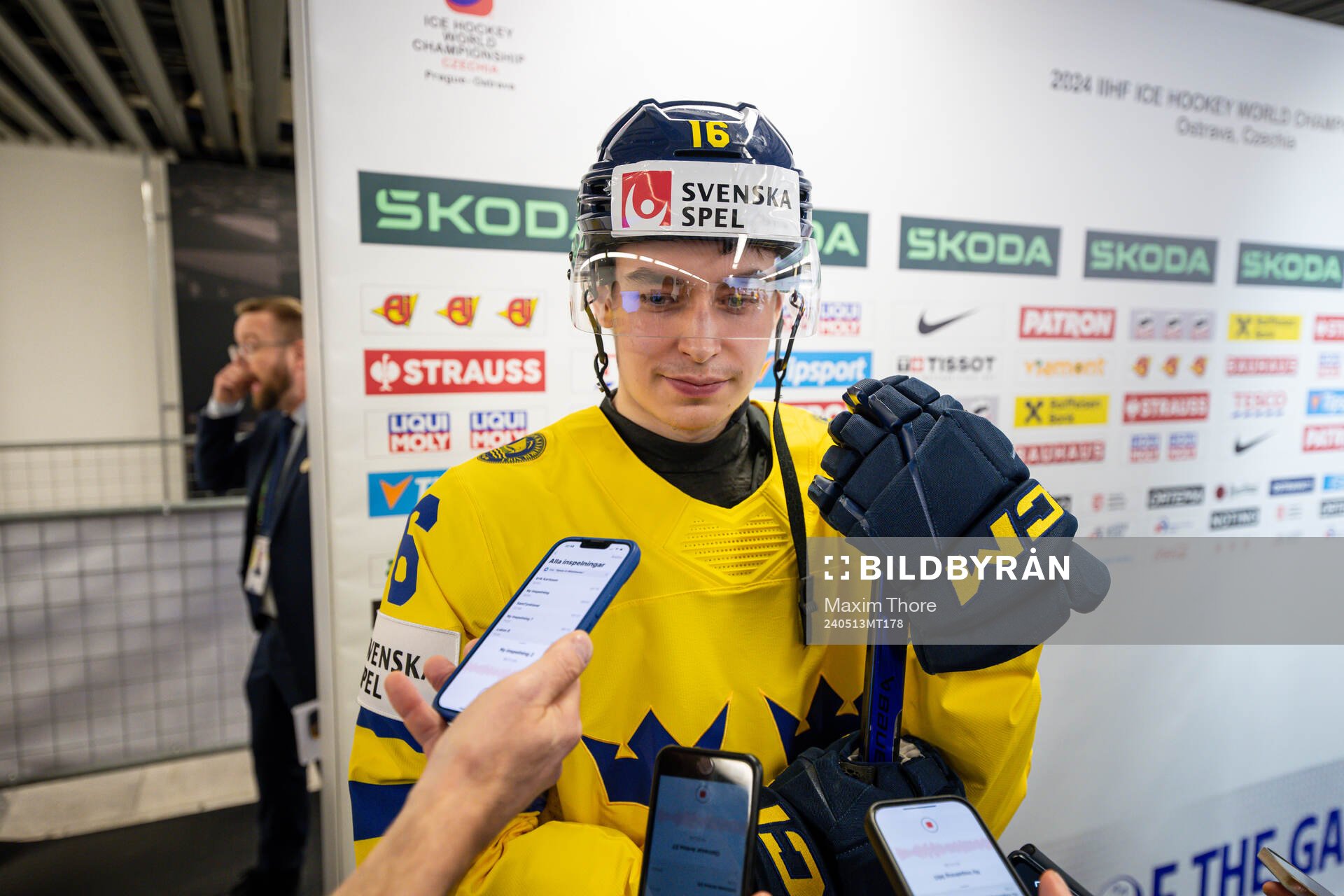 Felix Unger Sörum of Sweden speaks with media