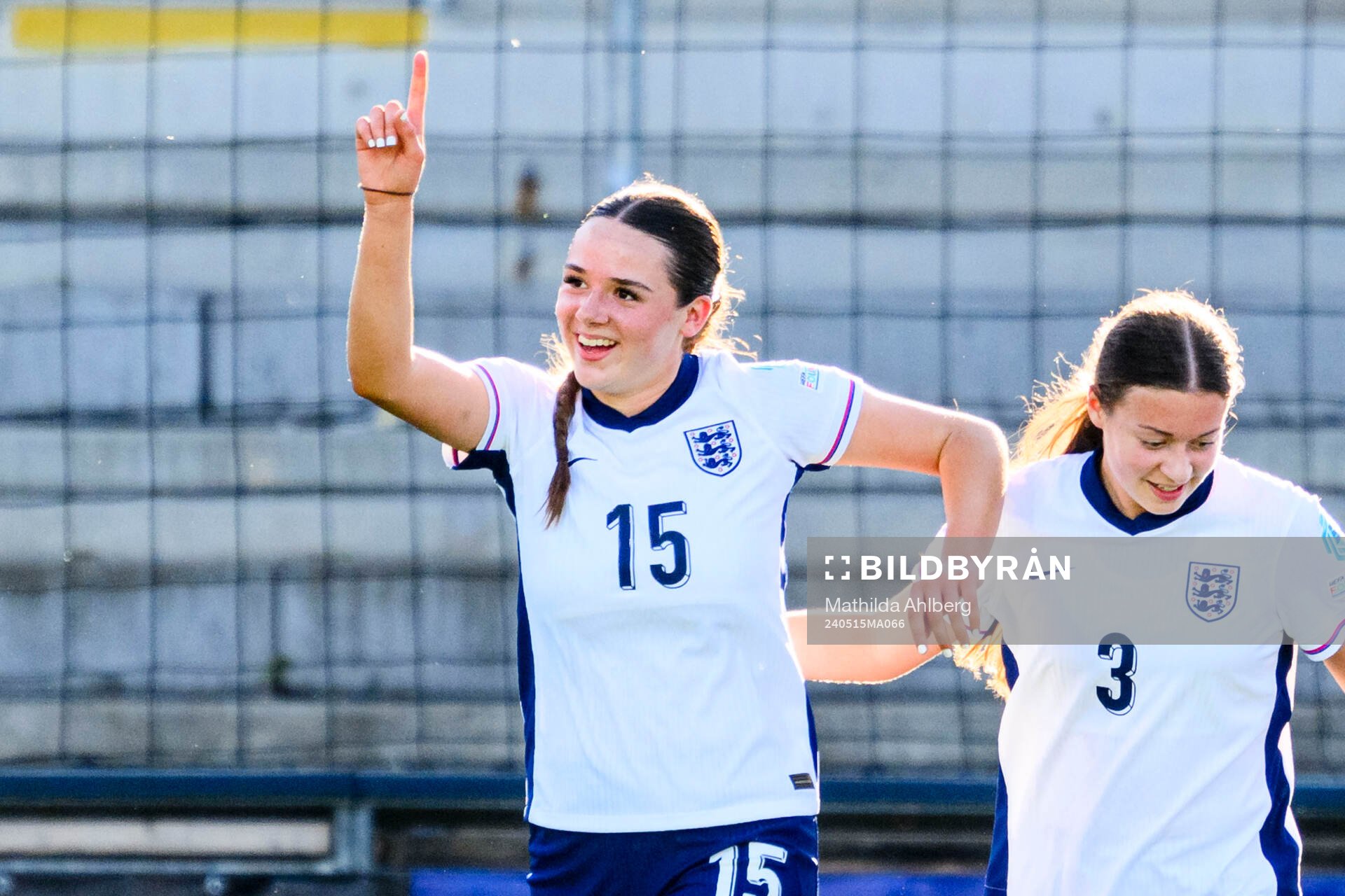 Niamh Peacock of England celebrates scoring 1-0