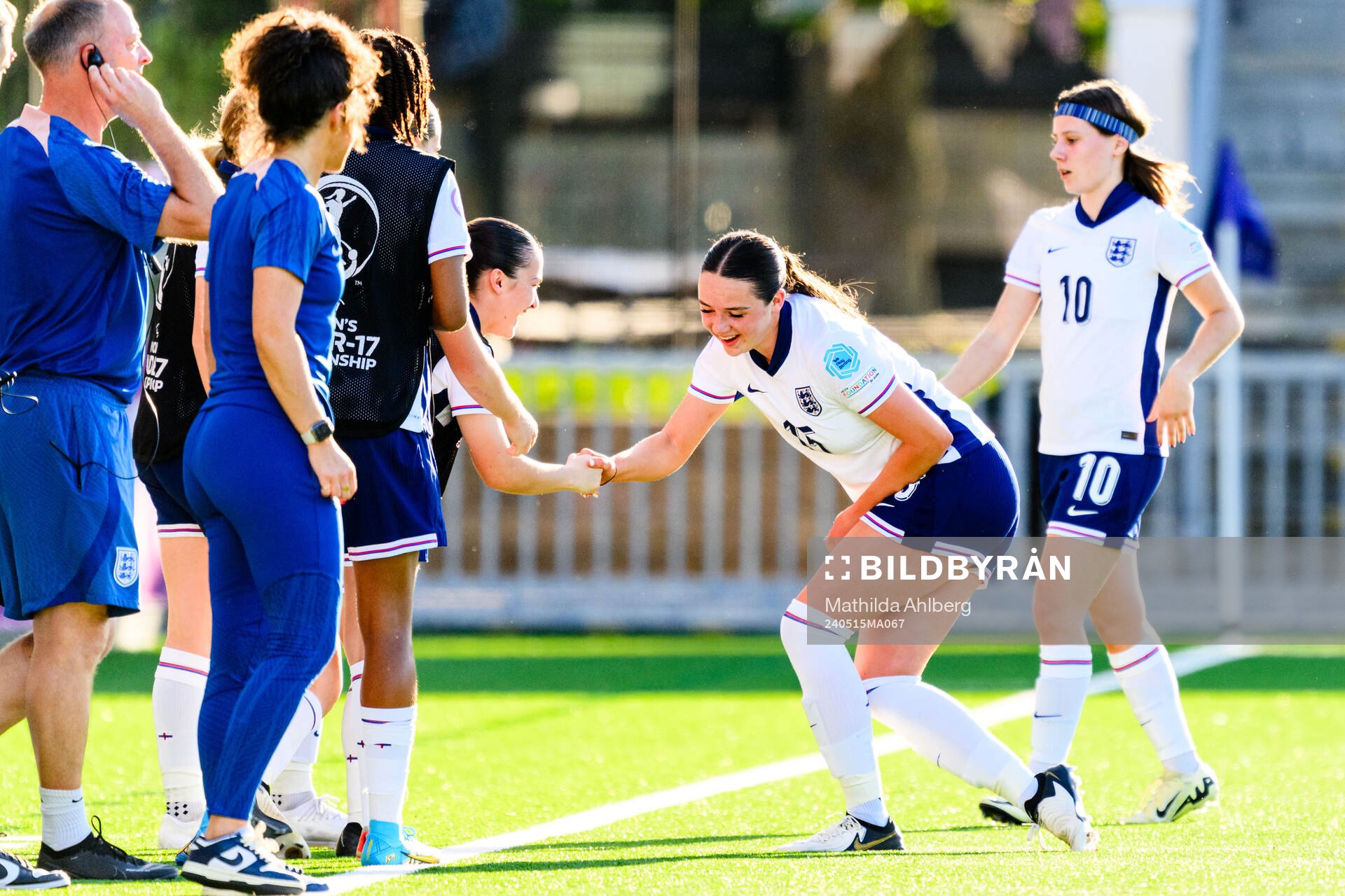 Niamh Peacock of England celebrates scoring 1-0