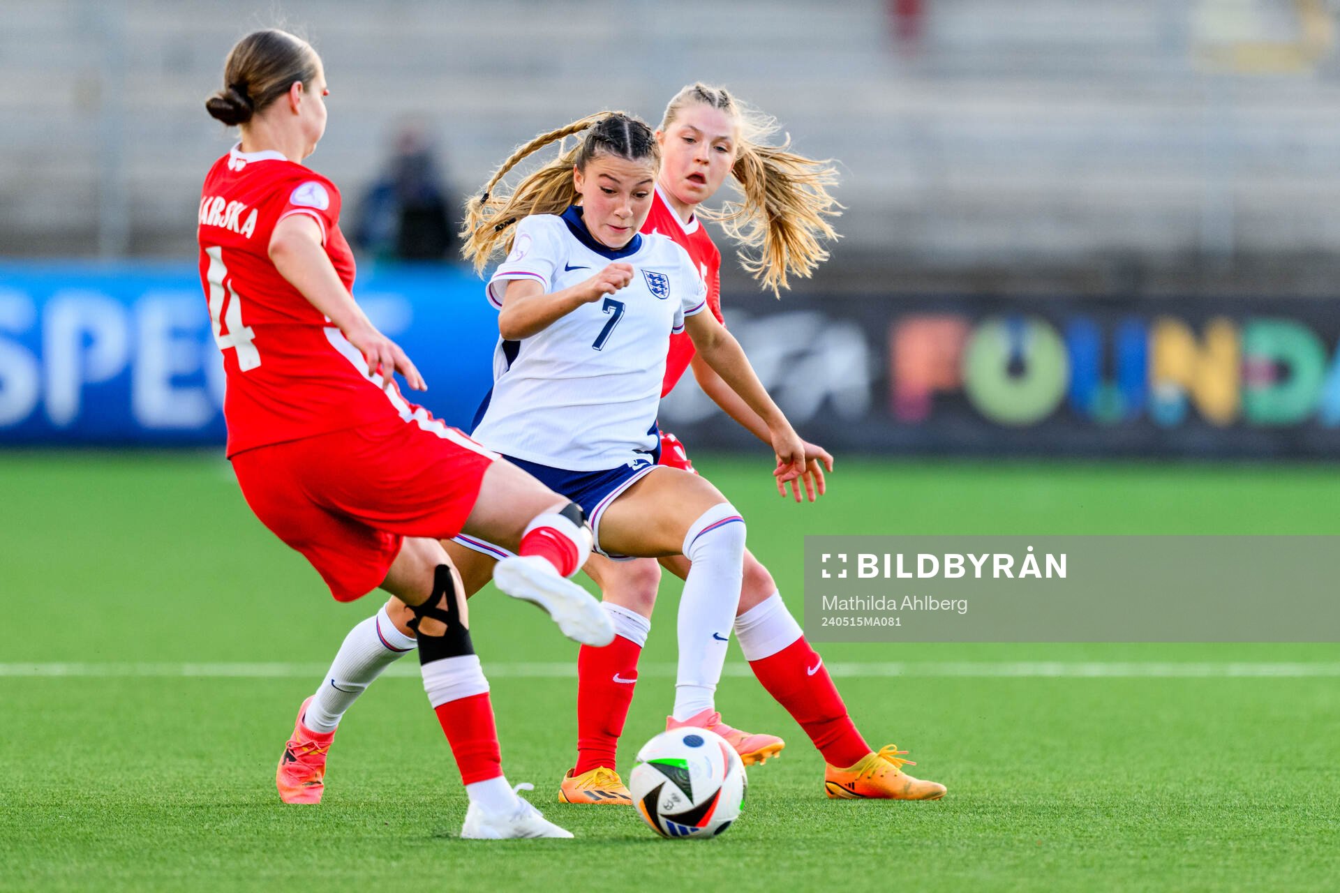 Erica Parkinson of England during the UEFA European Women’s Under-17 Championship semifinal match between England and Poland on May 15, 2024 in Malmö.