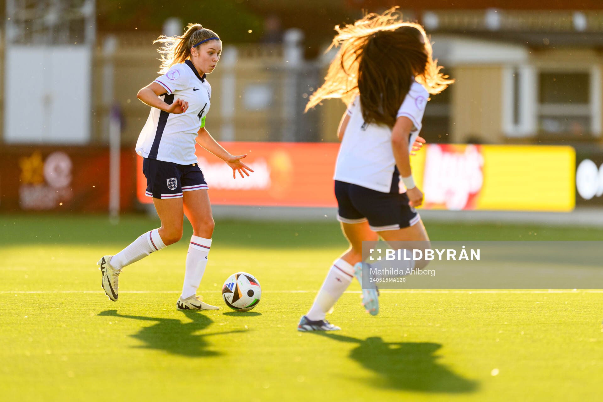 Laila Harbert of England during the UEFA European Women’s Under-17 Championship semifinal match between England and Poland on May 15, 2024 in Malmö.
